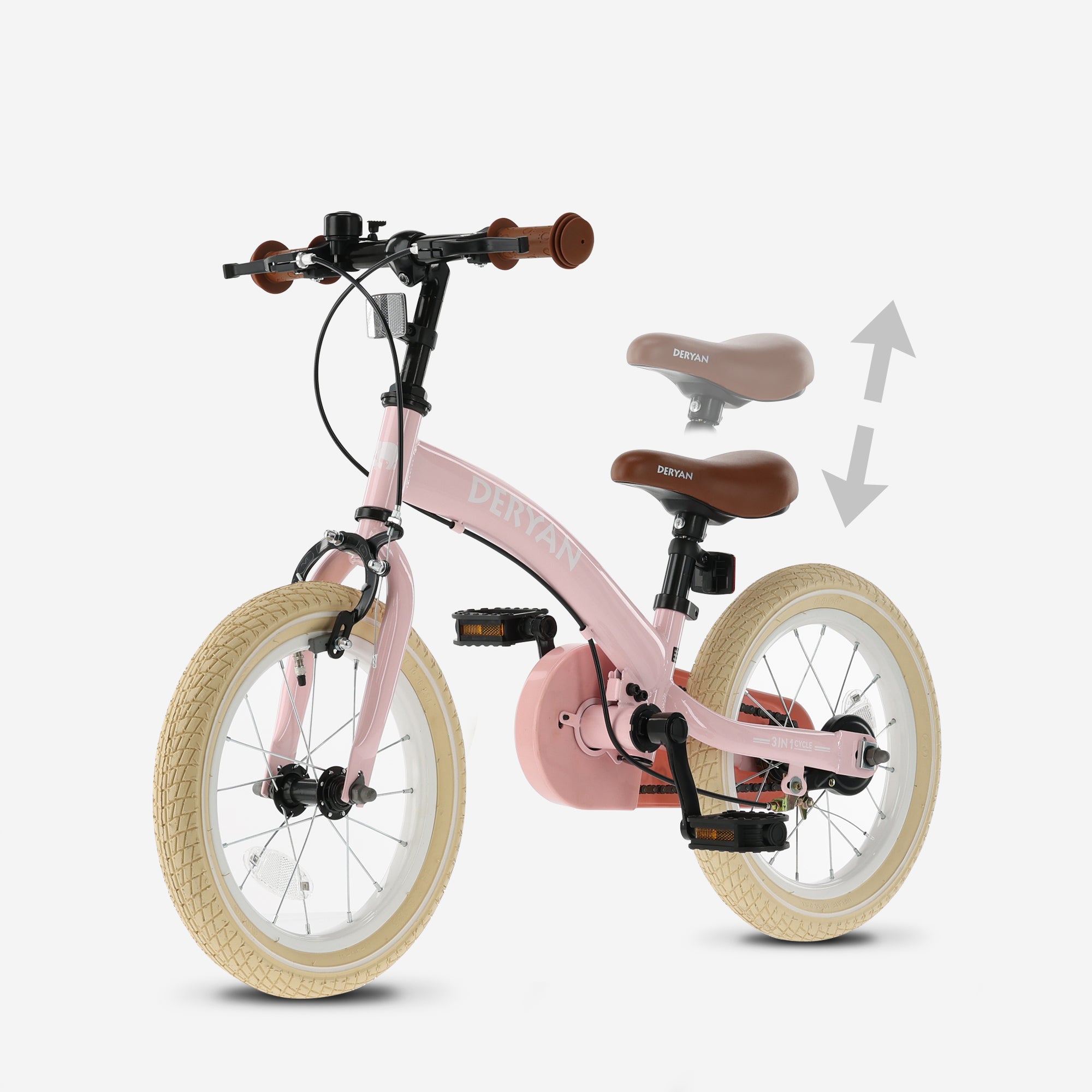 Luxe Kinderfiets 12 inch - 3 in 1 - loopfiets Roze