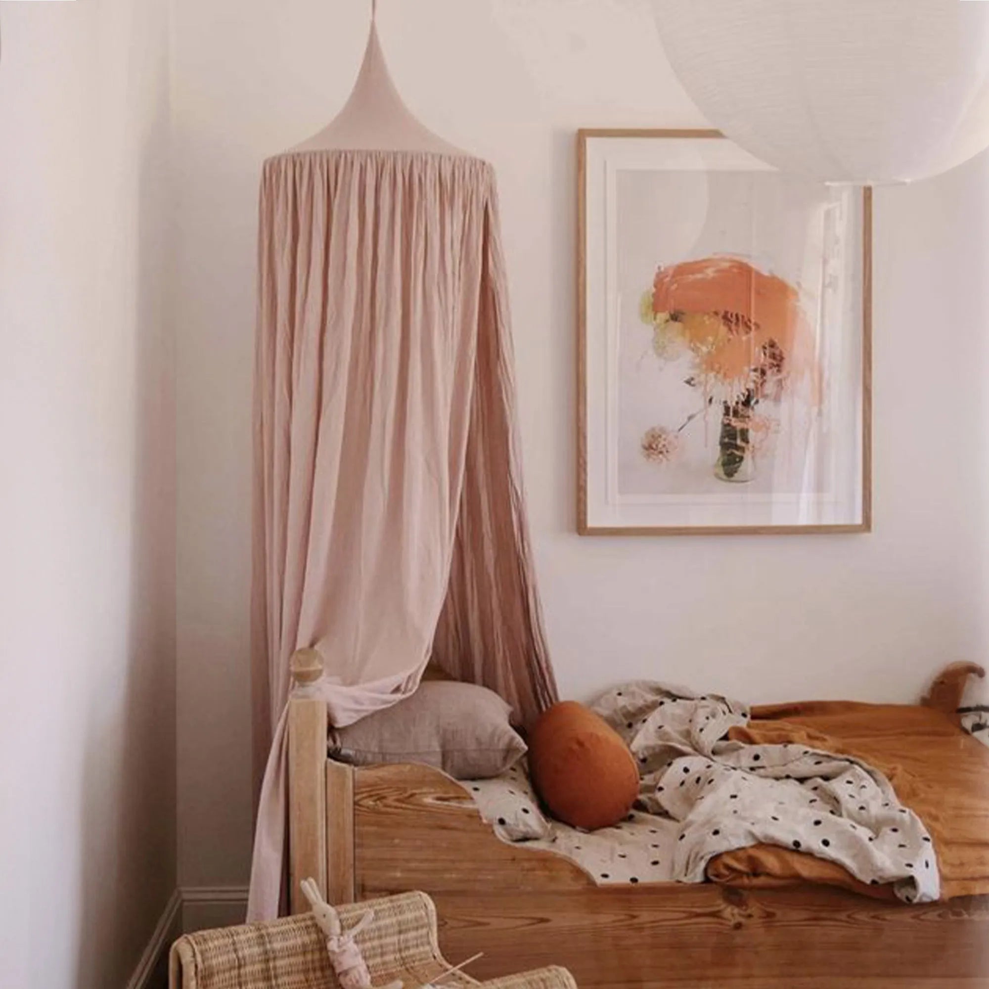 DERYAN Baby Mosquito Net Vintage 245cm - myggenet til børn - Baldakin Pale Pink