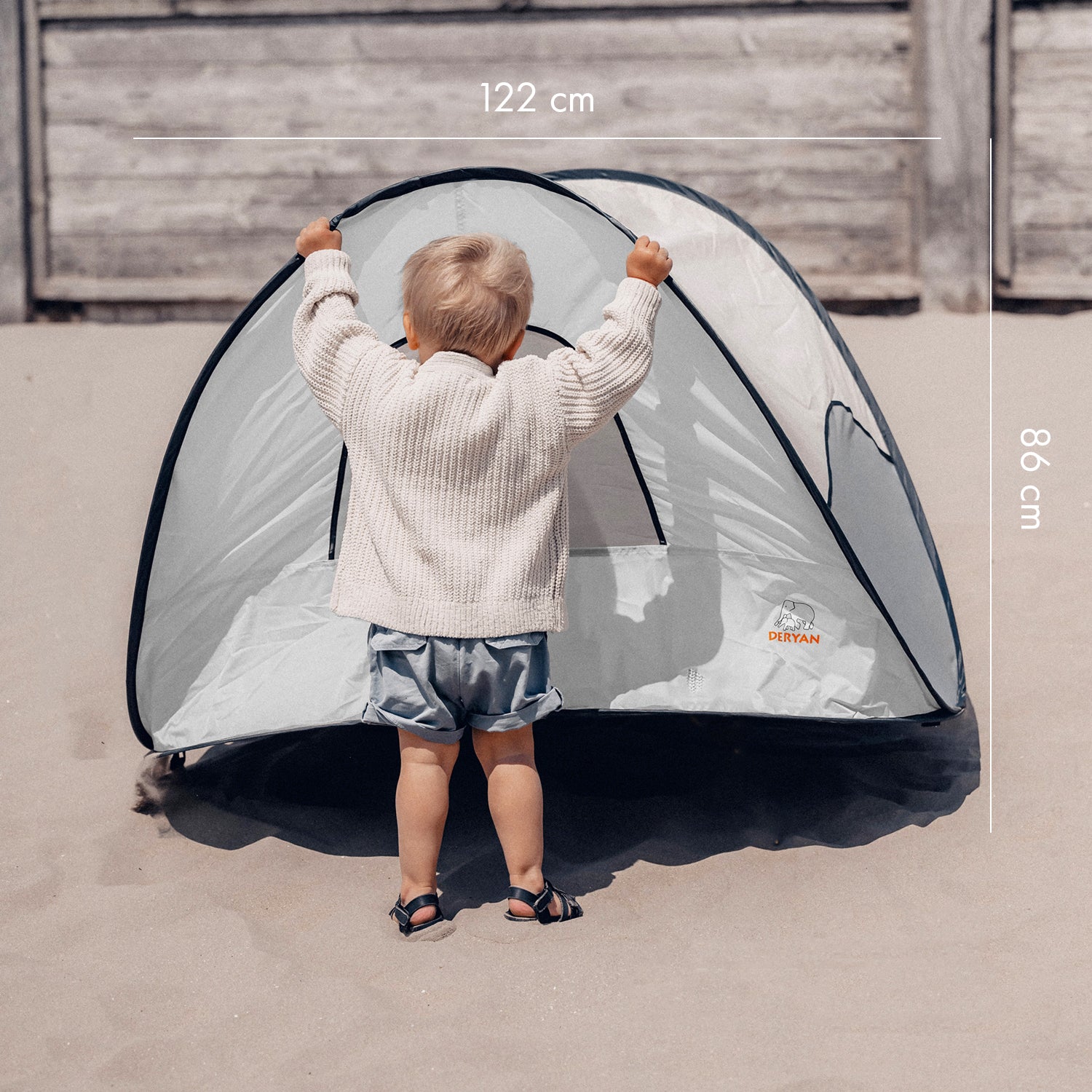 Deryan Luxe Pop Up Strandtent - Anti-UV 50+ - Silver