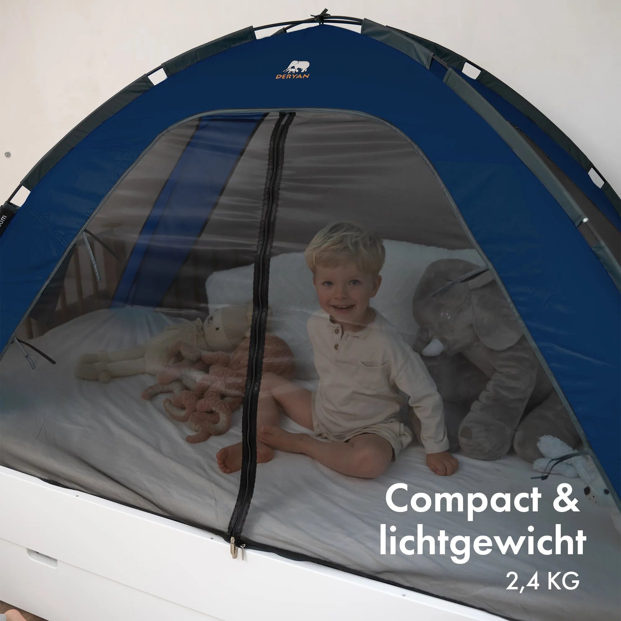 Bedtent Klamboe Navy - 200x90cm - Hoogste kwaliteit Muggennet