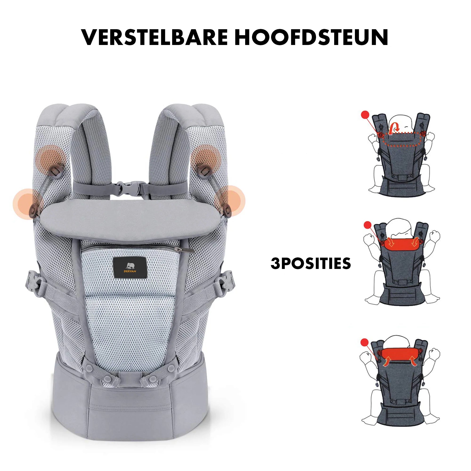 Deryan Ergonomic Baby Carrier - Belly Carrier 4-in-1 Gray