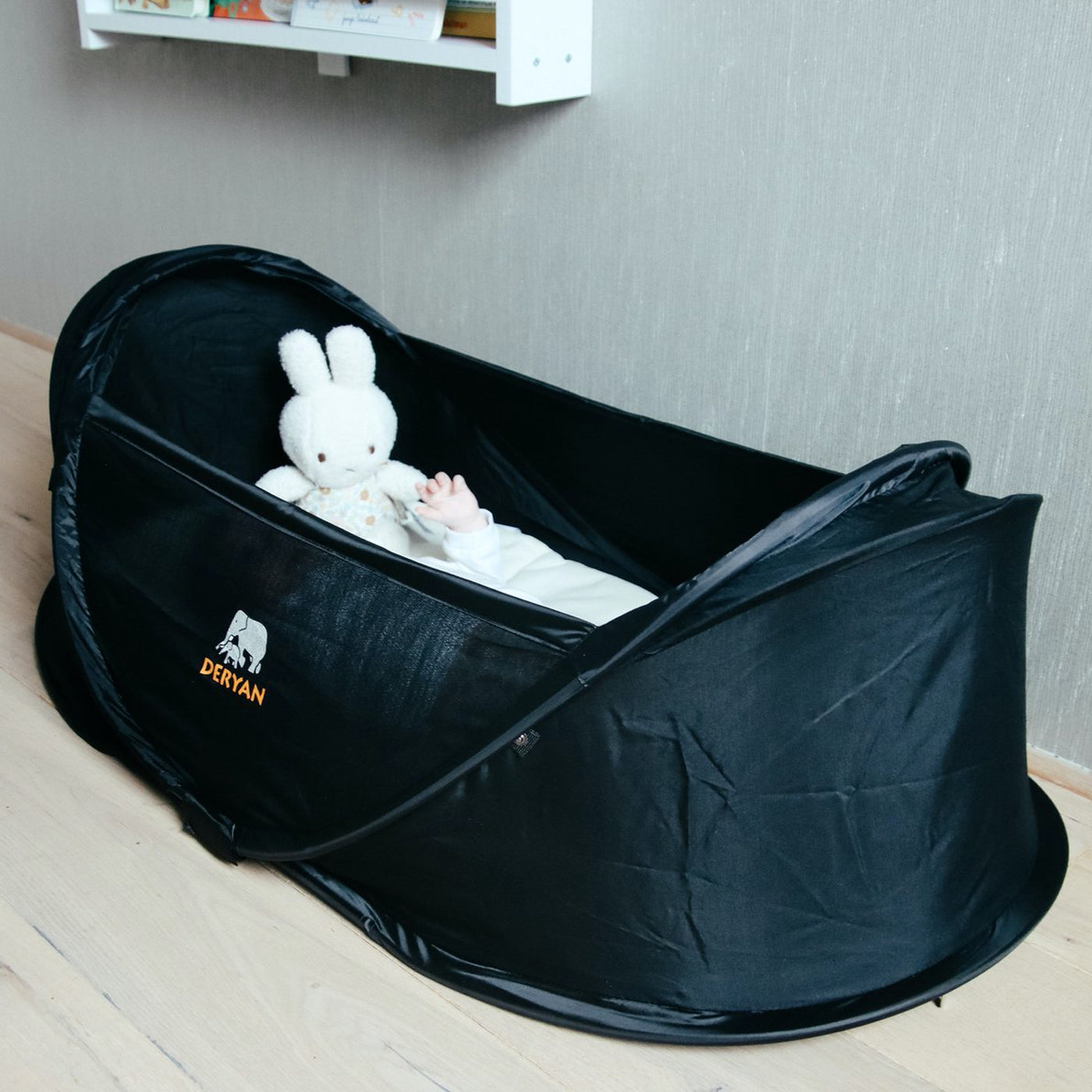 Deryan Infant BabyBox Campingbedje - Baby klamboe - Zwart