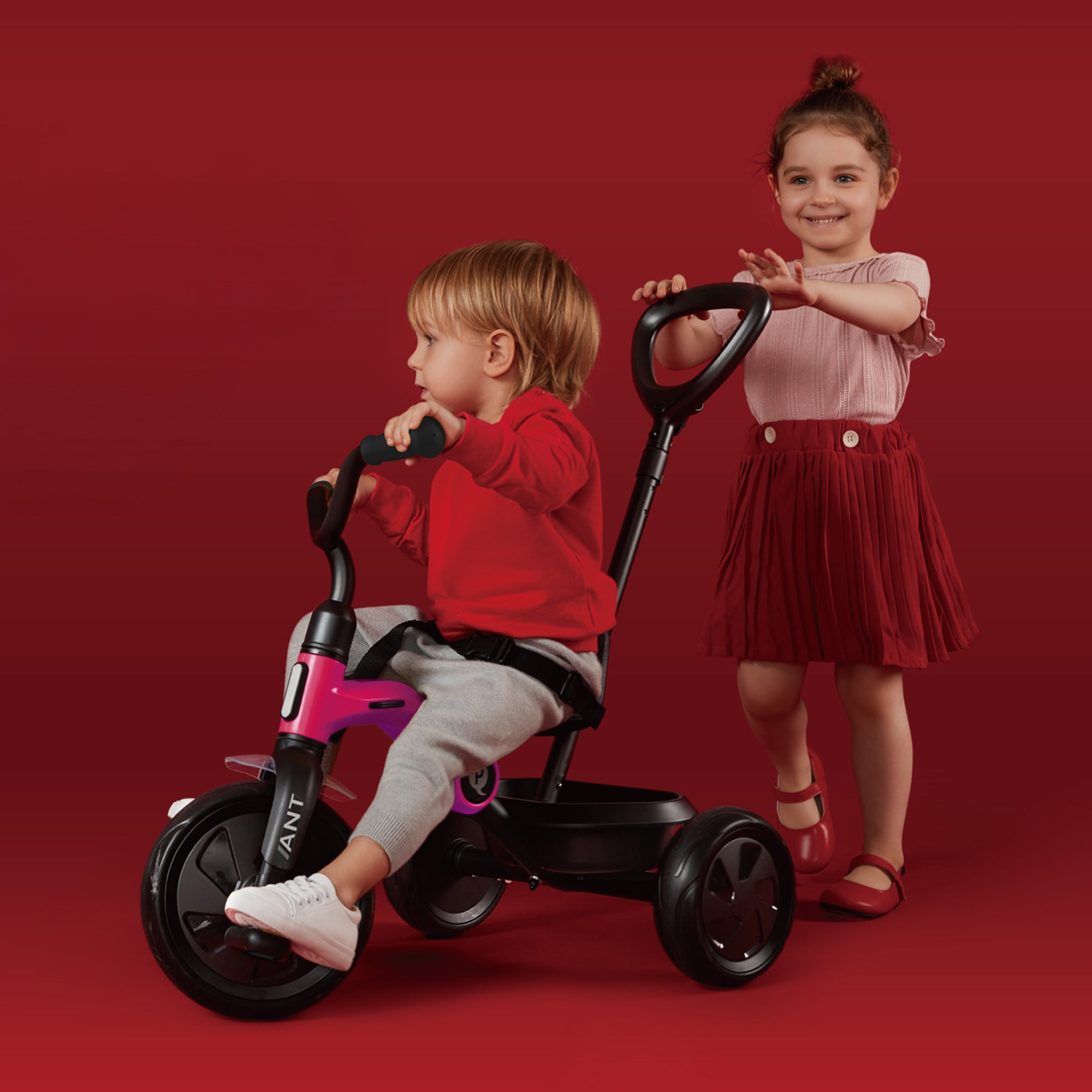 Qplay Ant Tricycle with push bar - Pink