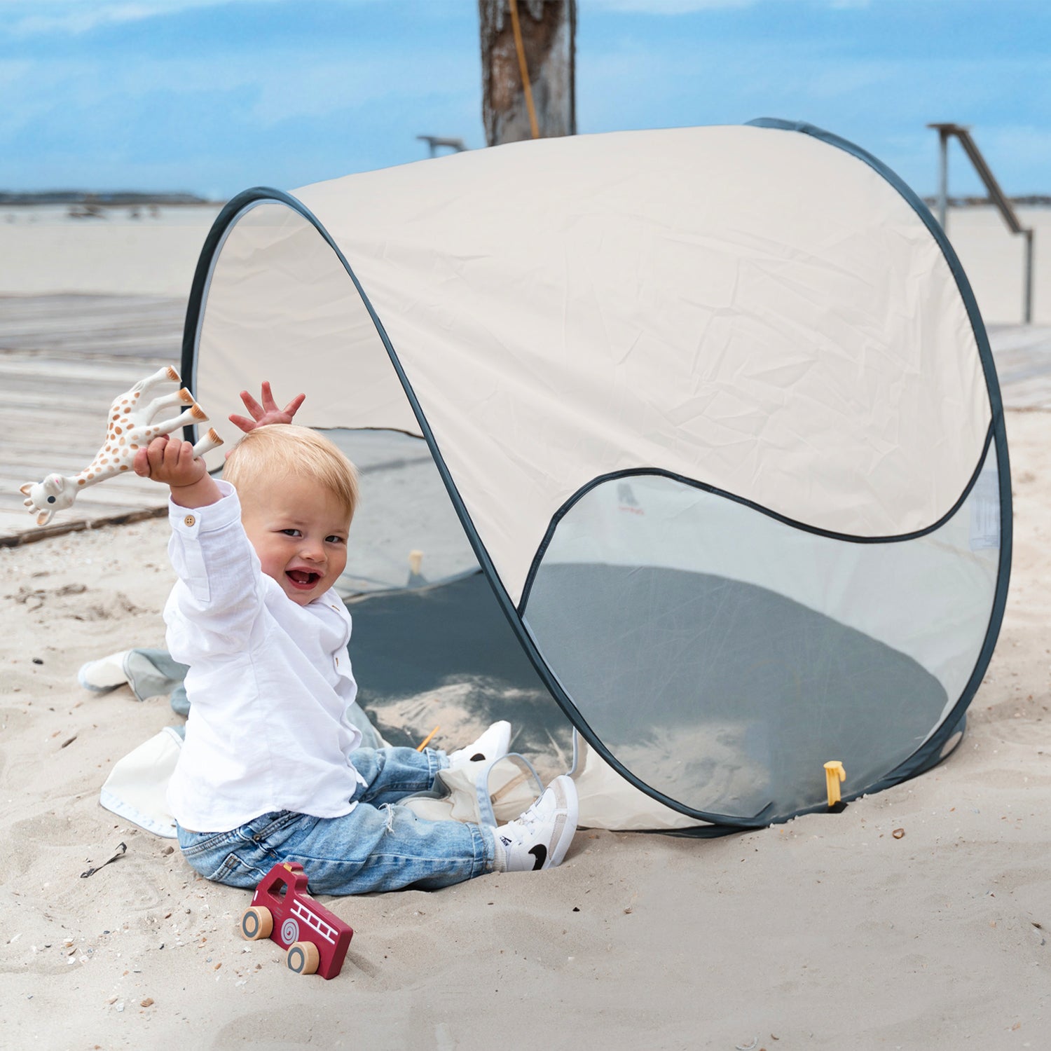 Deryan Luxe Pop Up Strandtent - Anti-UV 50+ - Cream