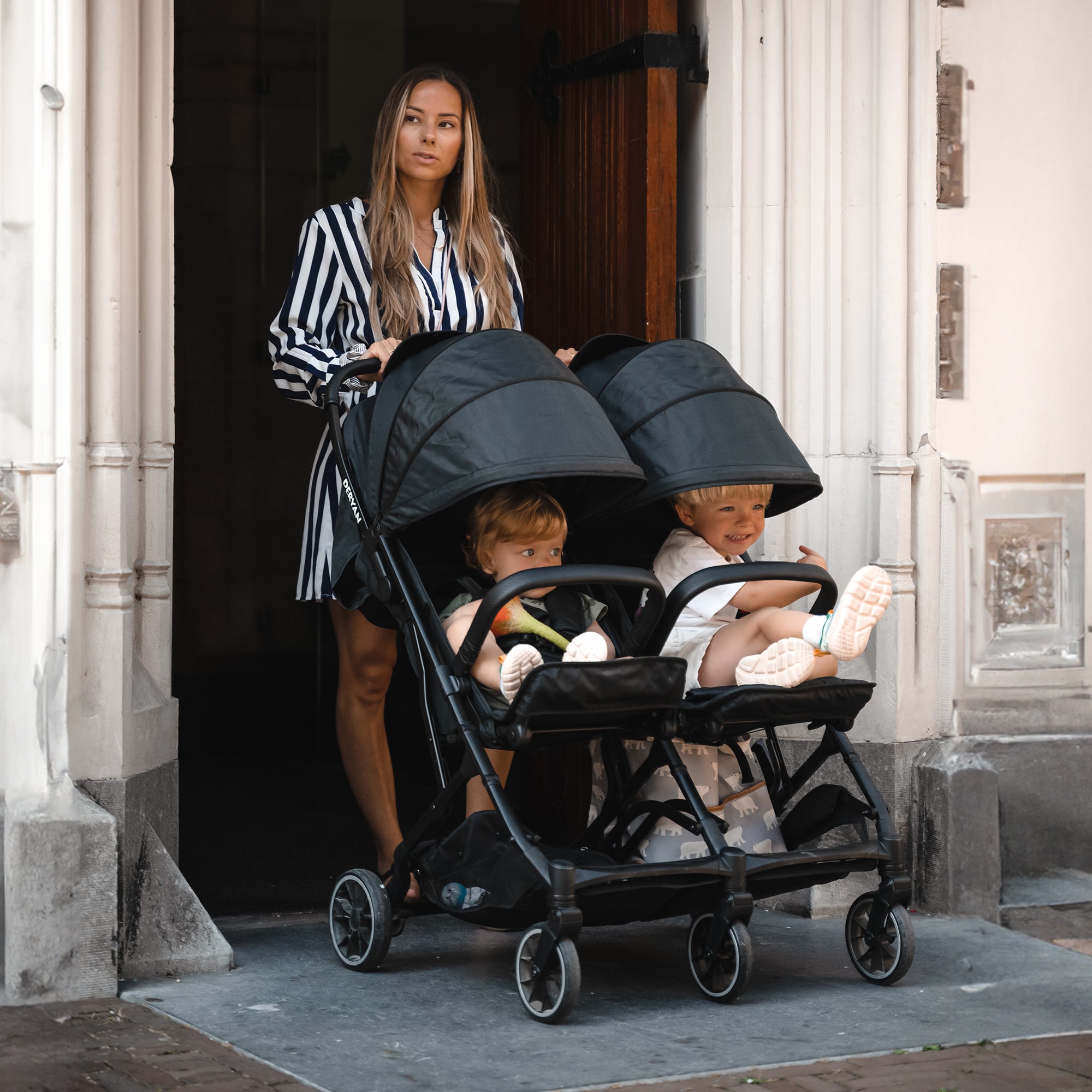 Deryan Luxe Rolo X2 Double Buggy - Duo Buggy - Black