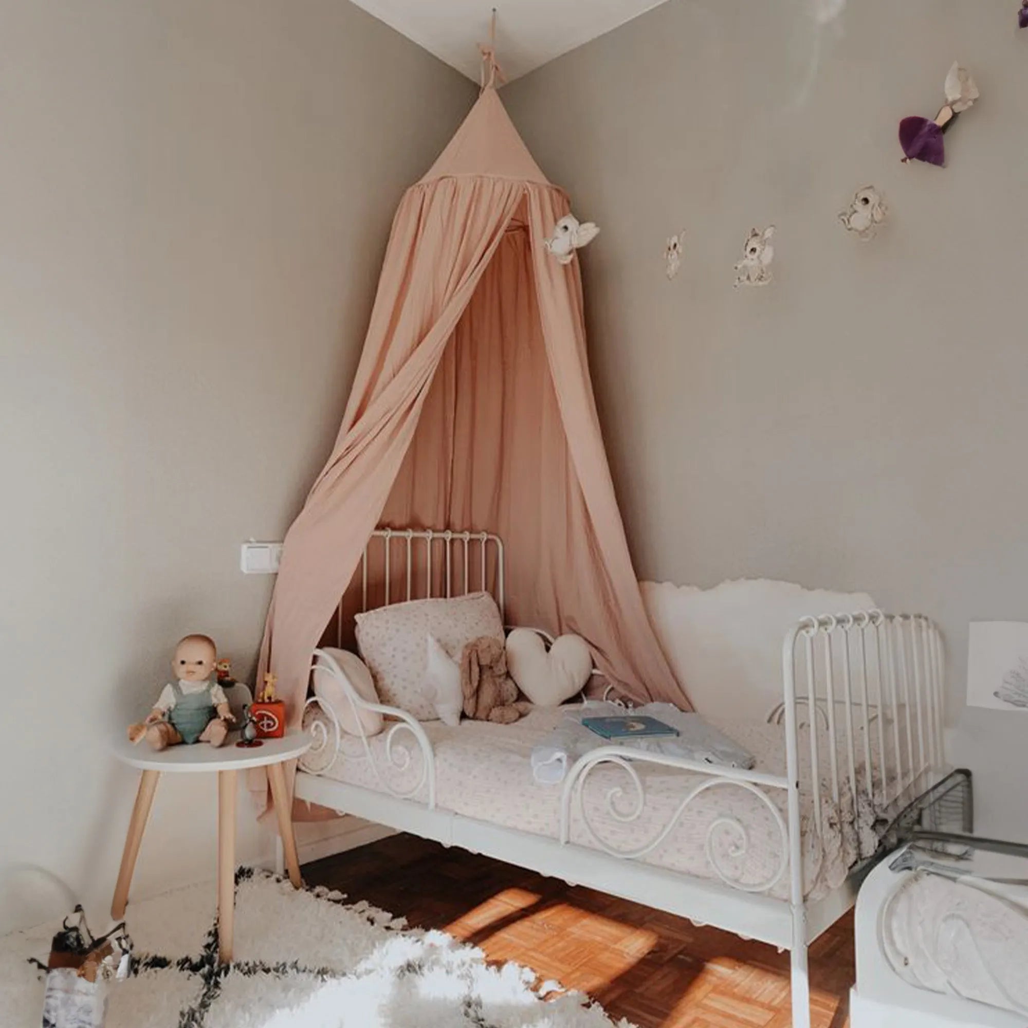 DERYAN Baby Mosquito Net Vintage 245cm - myggenet til børn - Baldakin Pale Pink