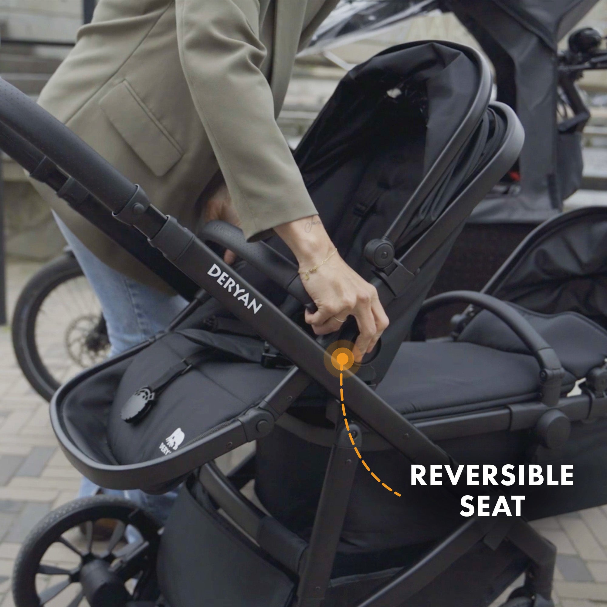 Deryan Evy V2 Kinderwagen 2in1 - Duo Kinderwagen - Uitbreidbaar inclusief reiswieg en zitje - Zwart