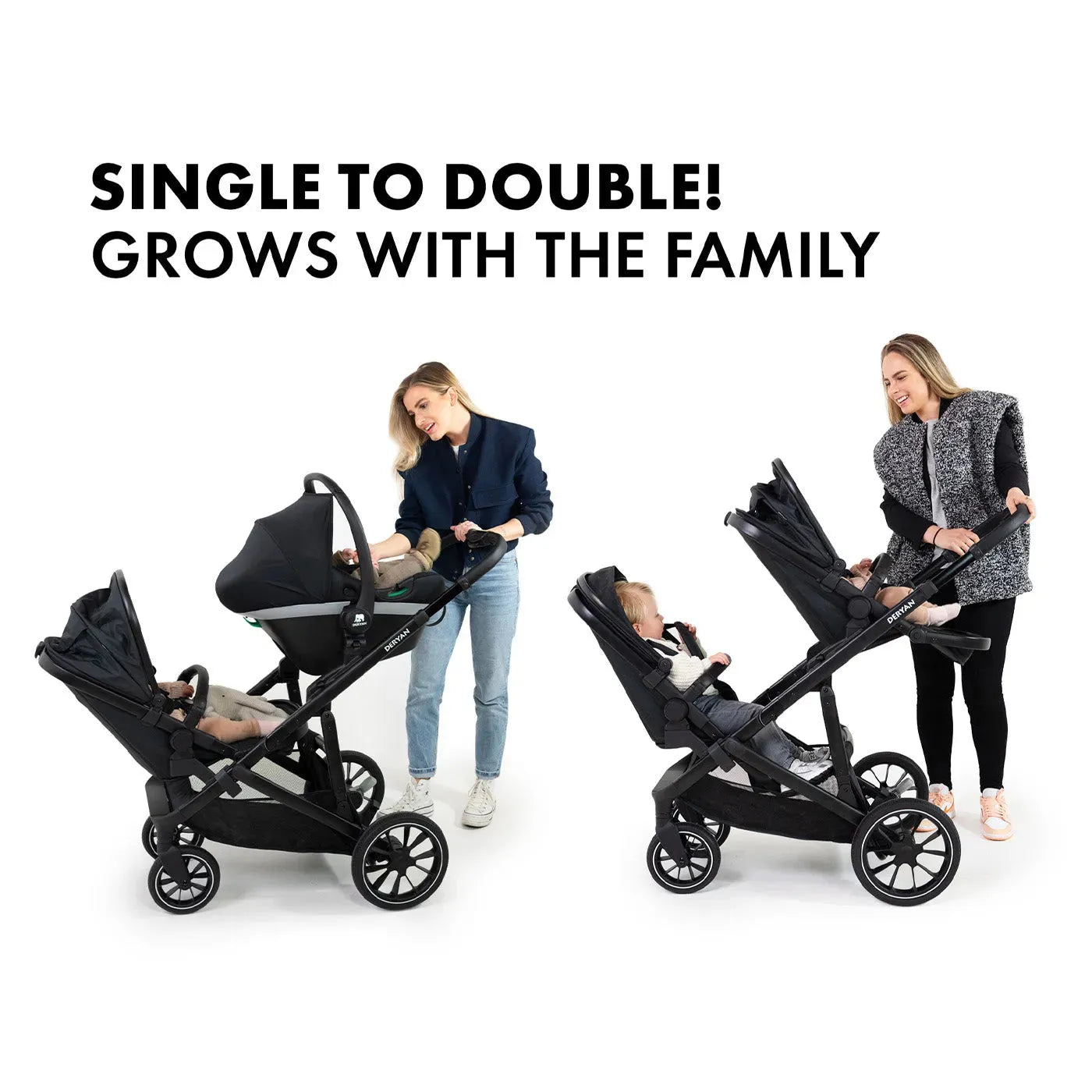 Deryan Evy V2 Stroller - Duo Stroller Black