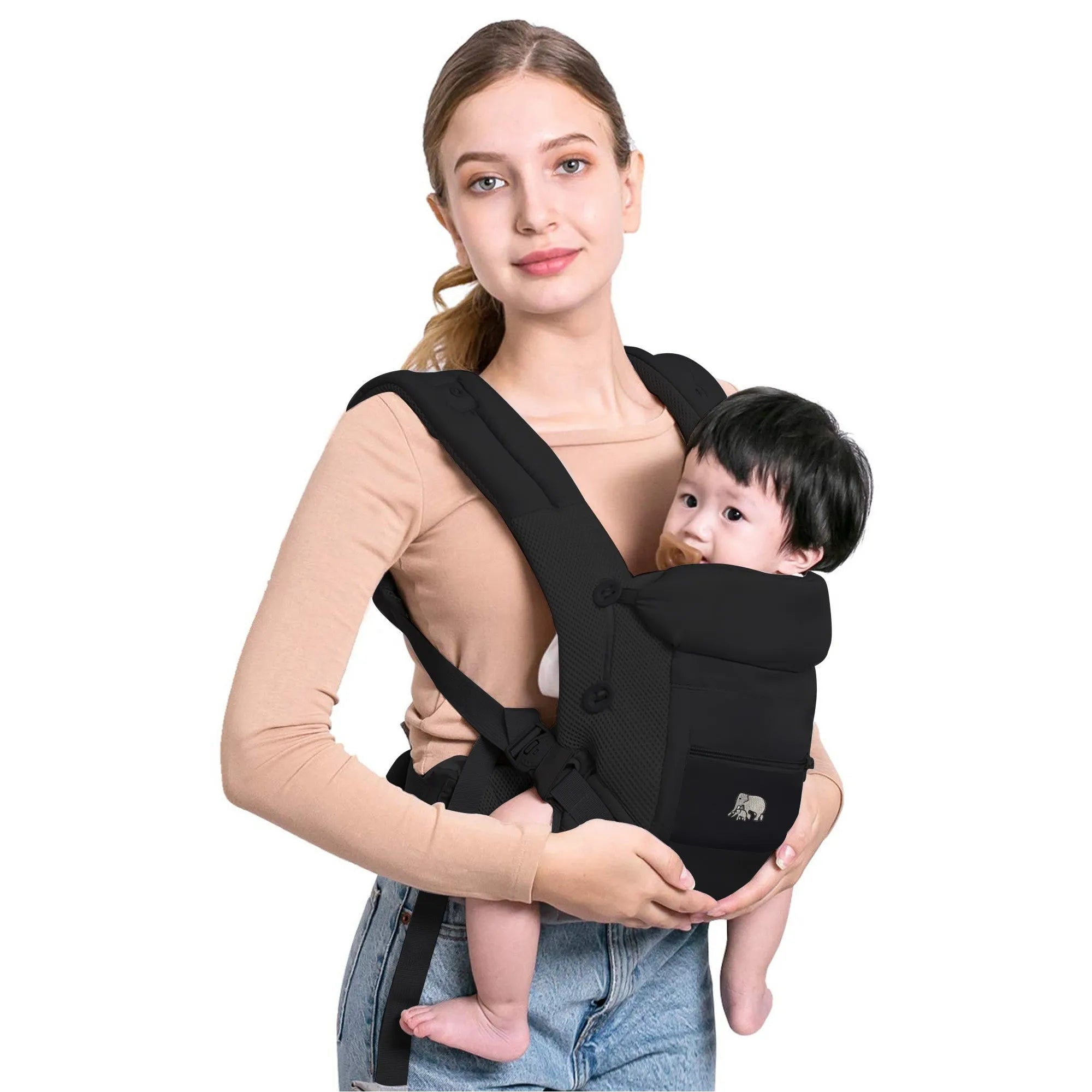 Deryan Ergonomic Baby Carrier - Belly Carrier 4-in-1 - Black