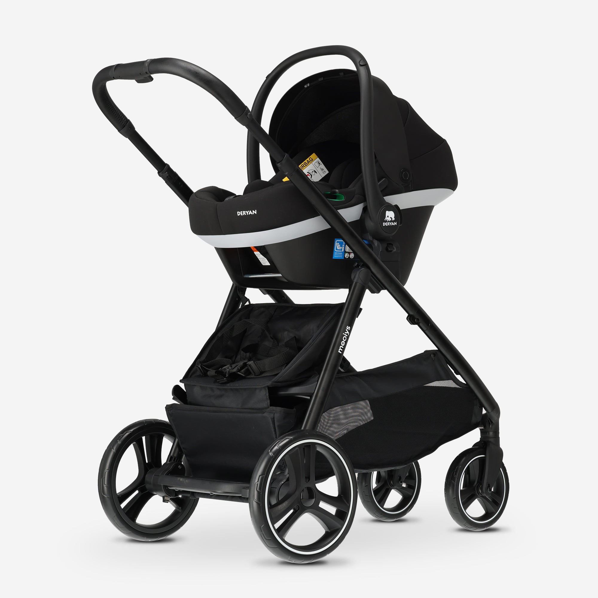 Mooiys Riley Stroller 2in1 - Duo Stroller - Expandable including carrycot and seat - Black