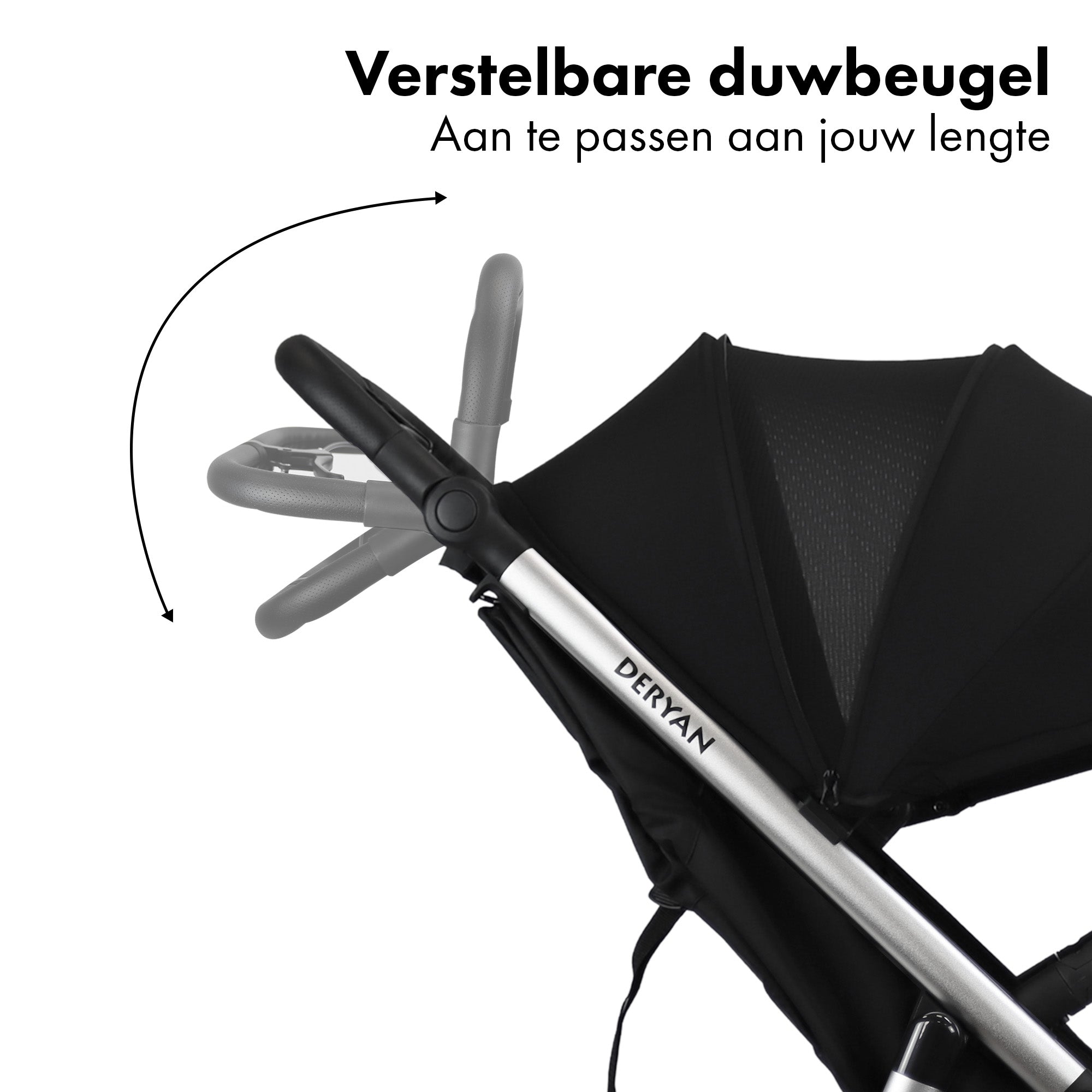 Deryan Luxe Bolt hardloop kinderwagen - Jogging buggy - Runner - Inclusief muggennet en pomp - Zwart - Aluminum Frame