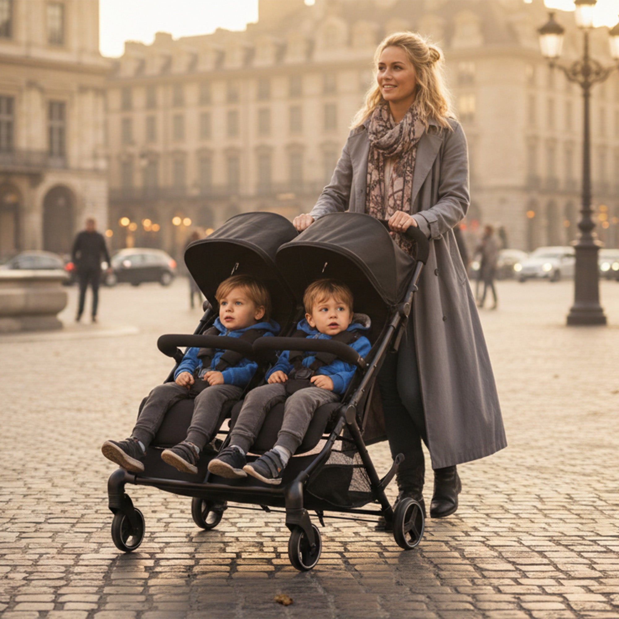 Mooiys Tess Twin Duo Buggy - Inclusief regenhoes - Inclusief Draagtas - Zwart