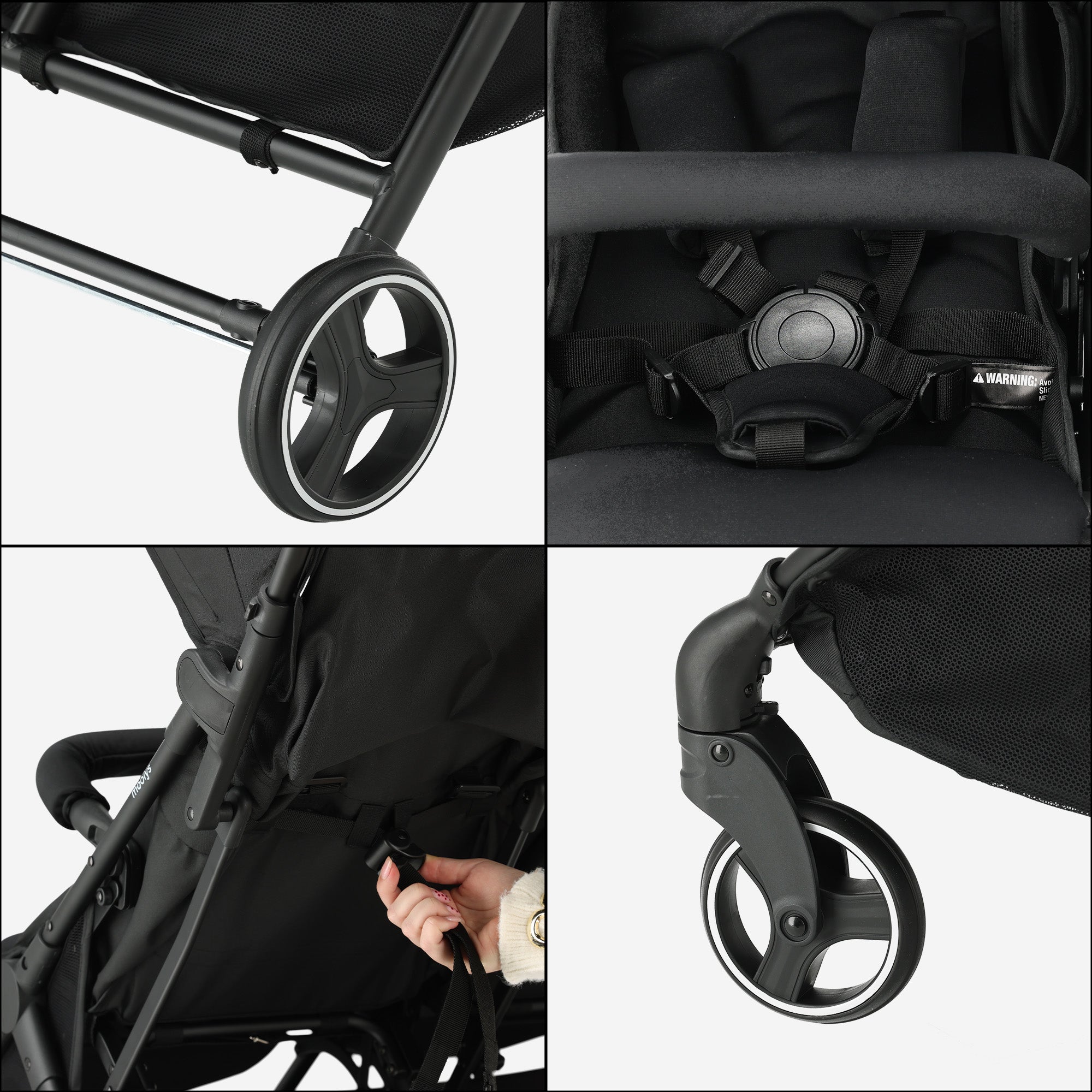 Mooiys Tess Twin Duo Buggy - Inclusief regenhoes - Inclusief Draagtas - Zwart