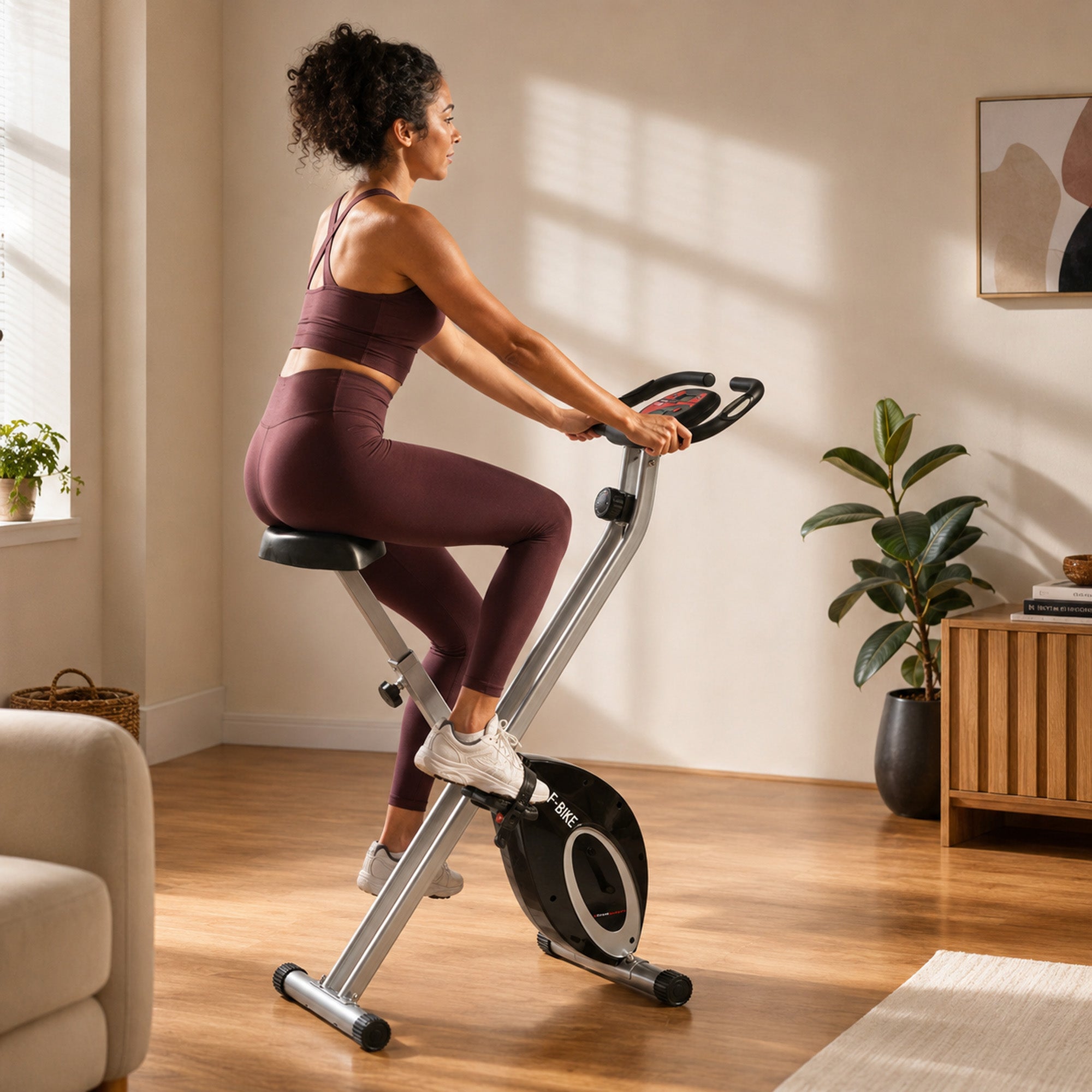 Ultrasport F-Bike Opvouwbare Hometrainer – 8 Weerstandsniveaus – LCD-Display – Hartslagmeting – Zwart/Zilver