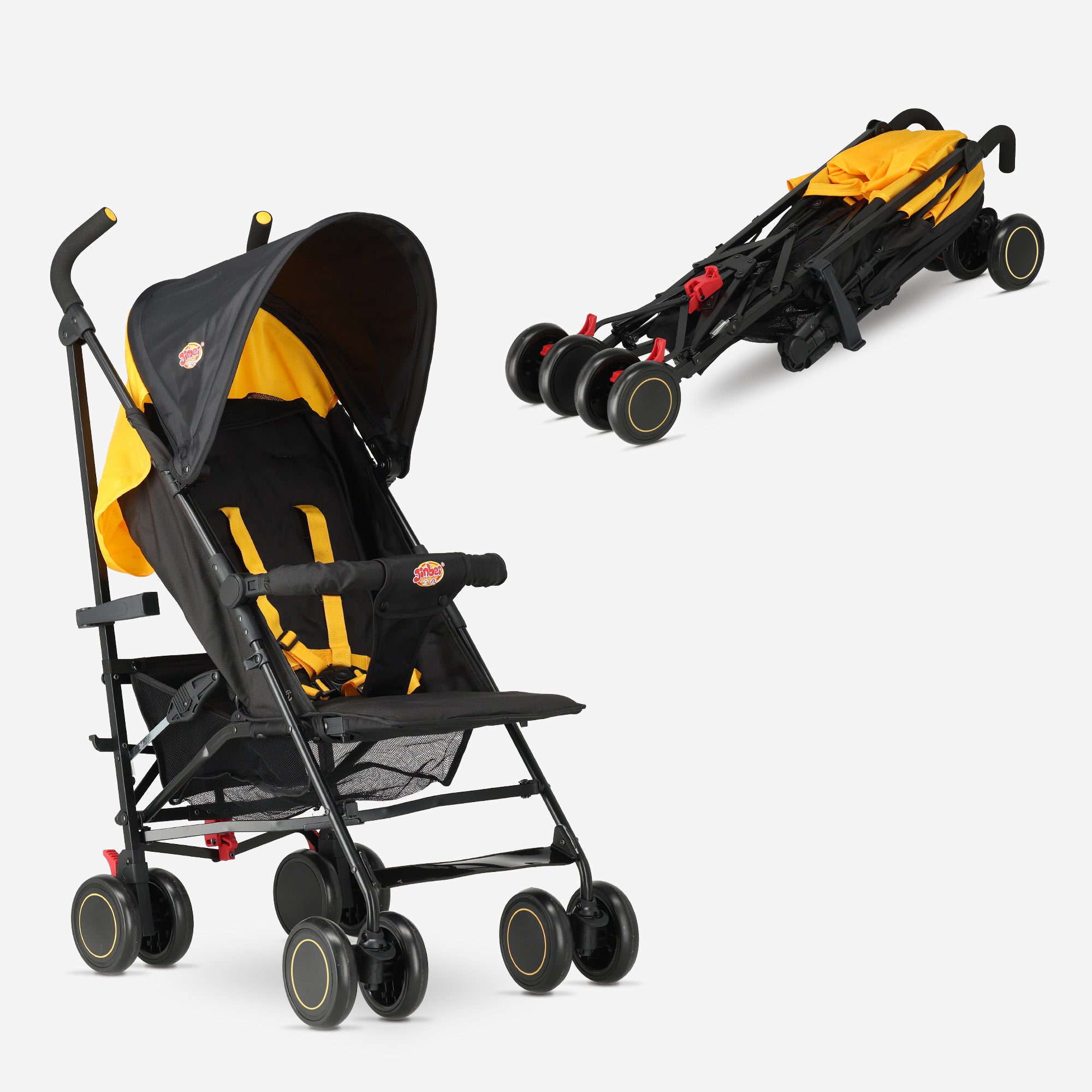 Paraplu Buggy - Verstelbare Buggy - Tot 15 kg - Grijs/Geel