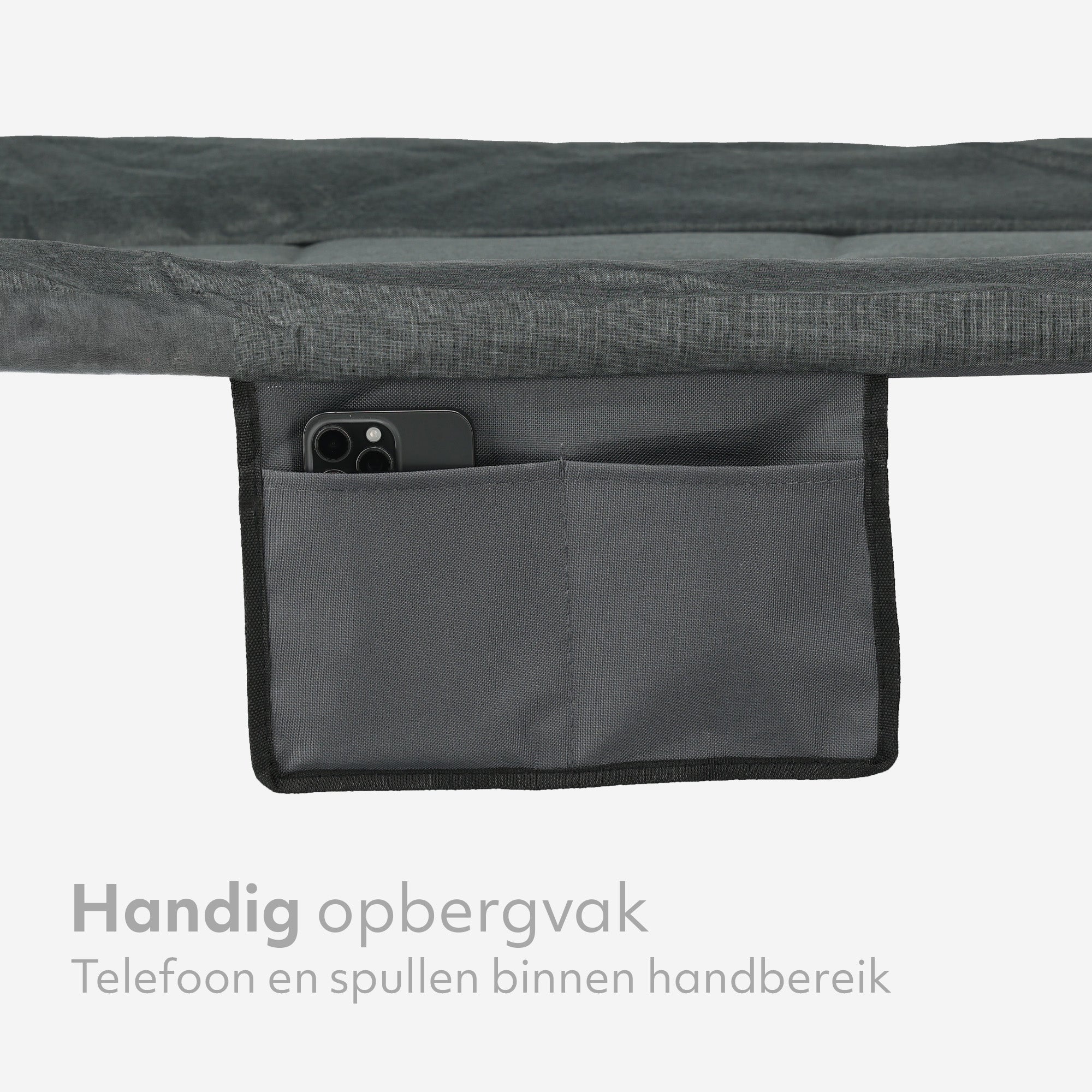 Mooiys Opvouwbaar Veldbed – Campingbed met Verstelbare Rugleuning – Grijs