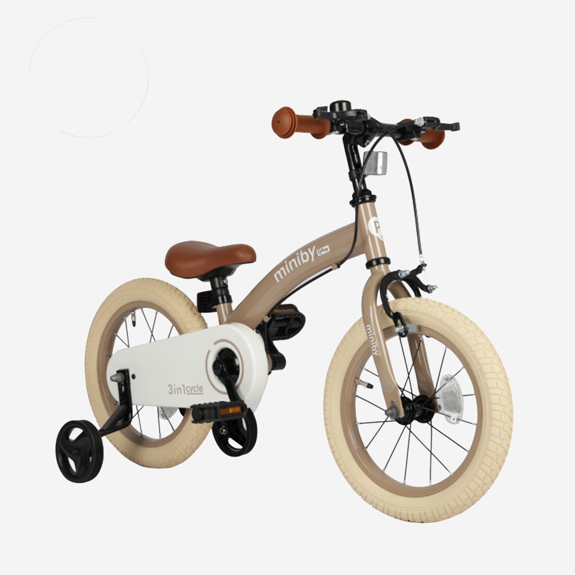 Qplay Miniby Kinderfiets 14 inch - 3 in 1 - loopfiets - Nude Pink