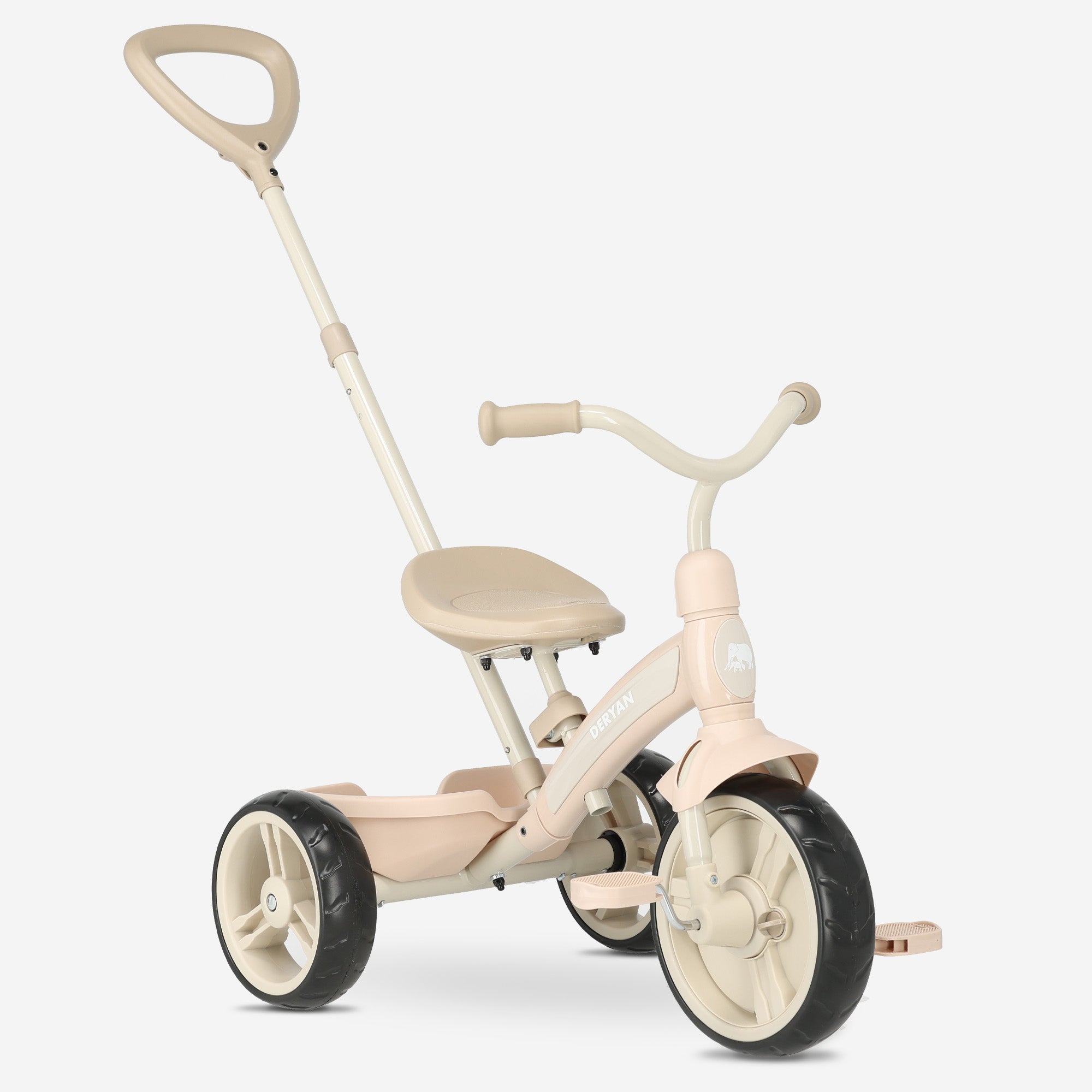 Driewieler met duwstang - Beige