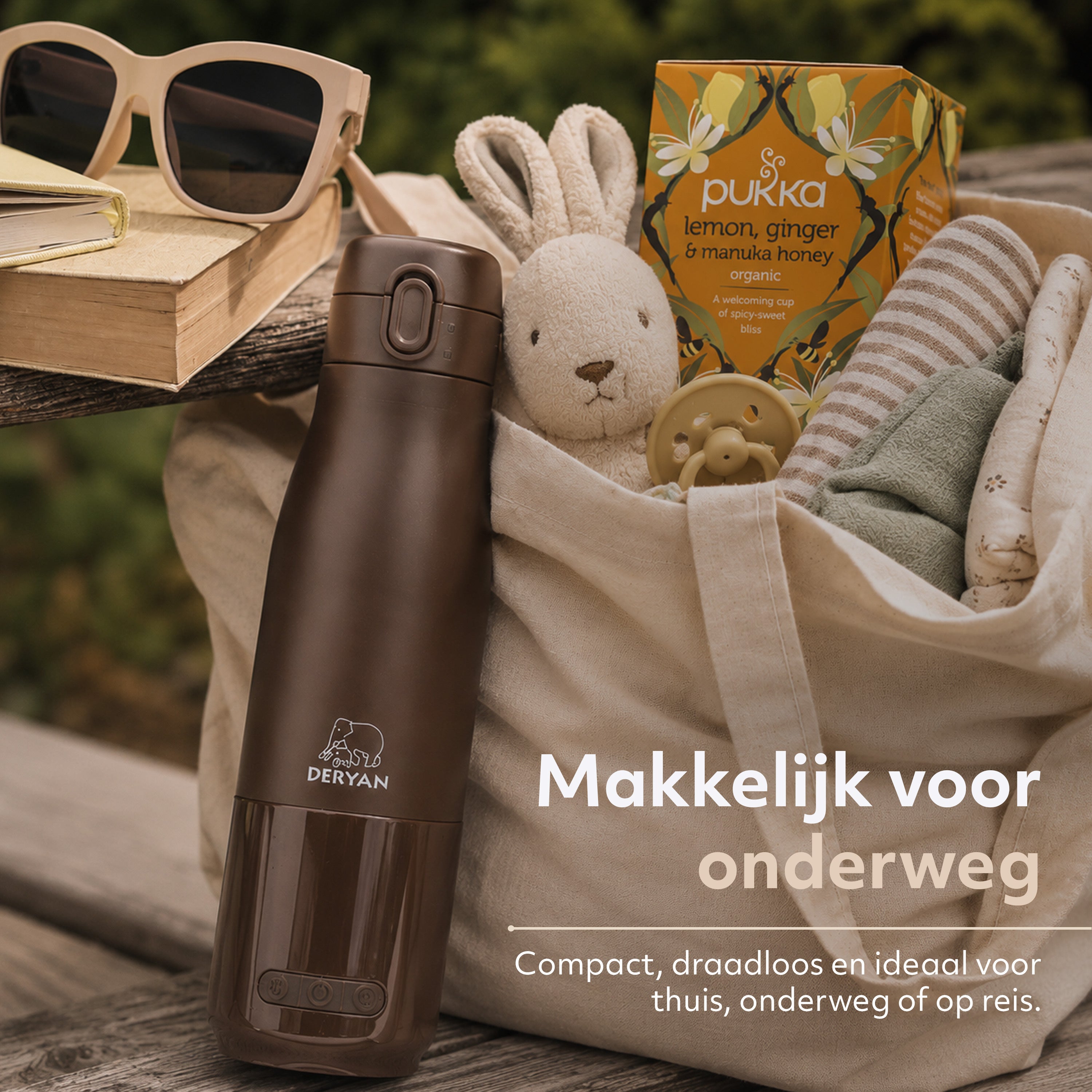 Draagbare Elektrische Flessenwarmer - Draadloos - Bruin
