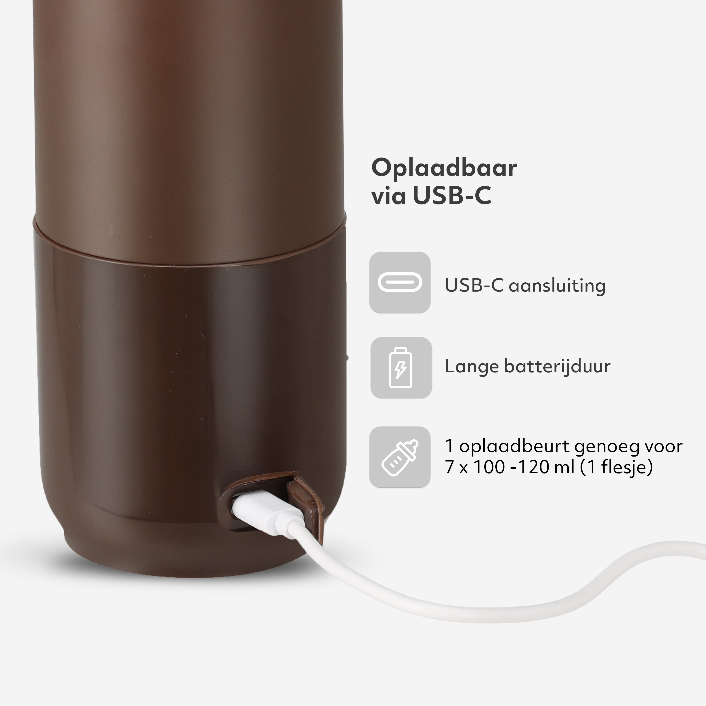 Draagbare Elektrische Flessenwarmer - Draadloos - Bruin