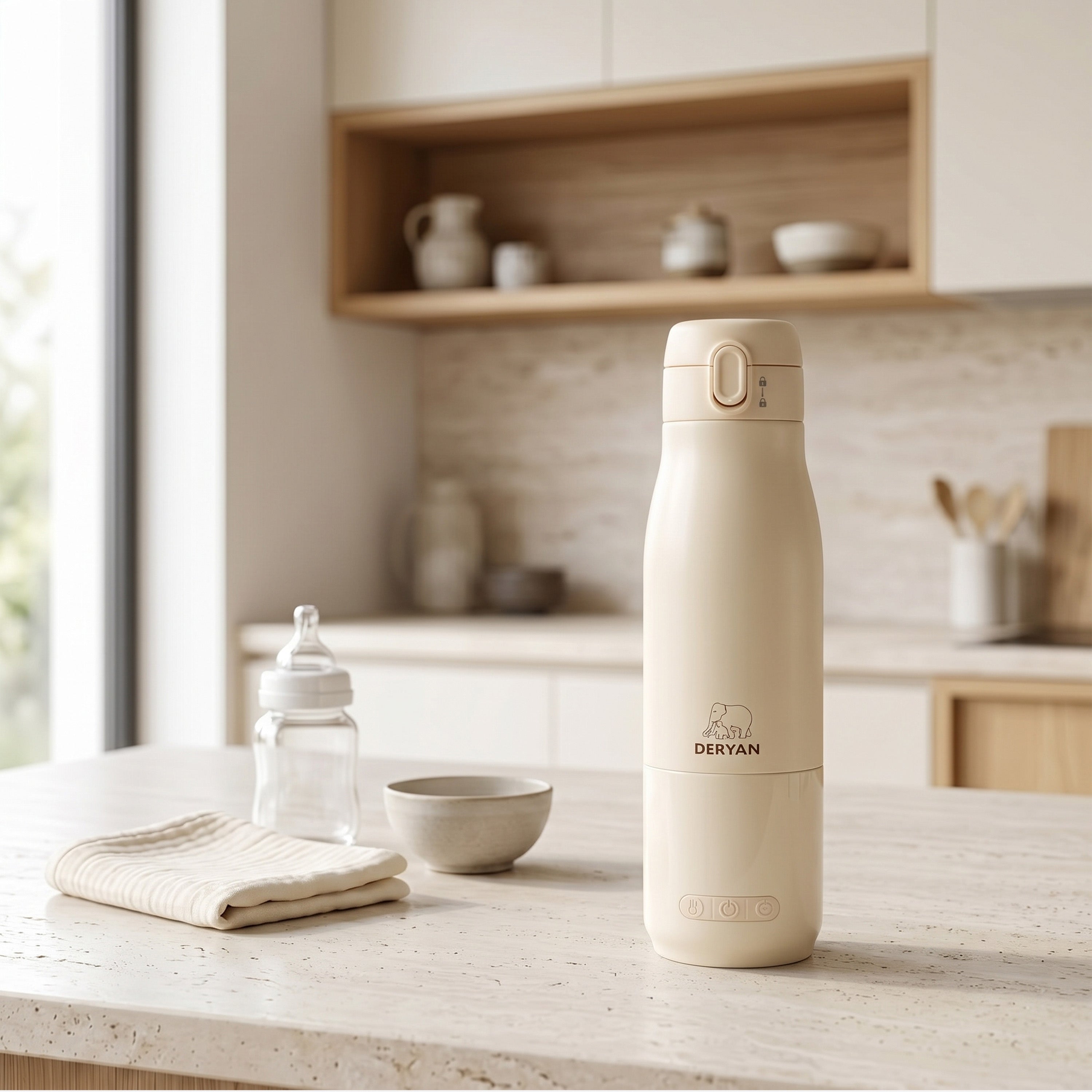 Draagbare Elektrische Flessenverwarmer - Draadloos - Créme