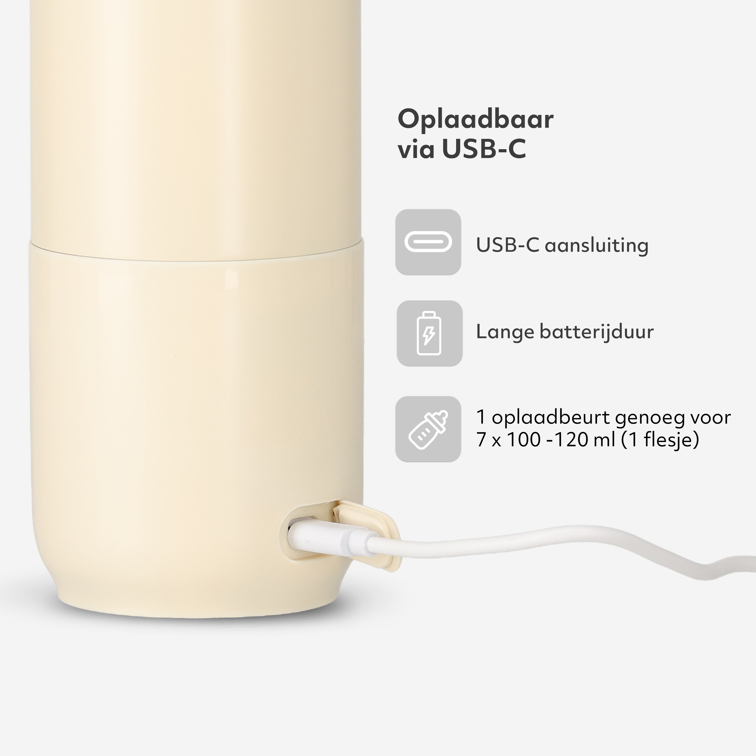 Draagbare Elektrische Flessenverwarmer - Draadloos - Créme
