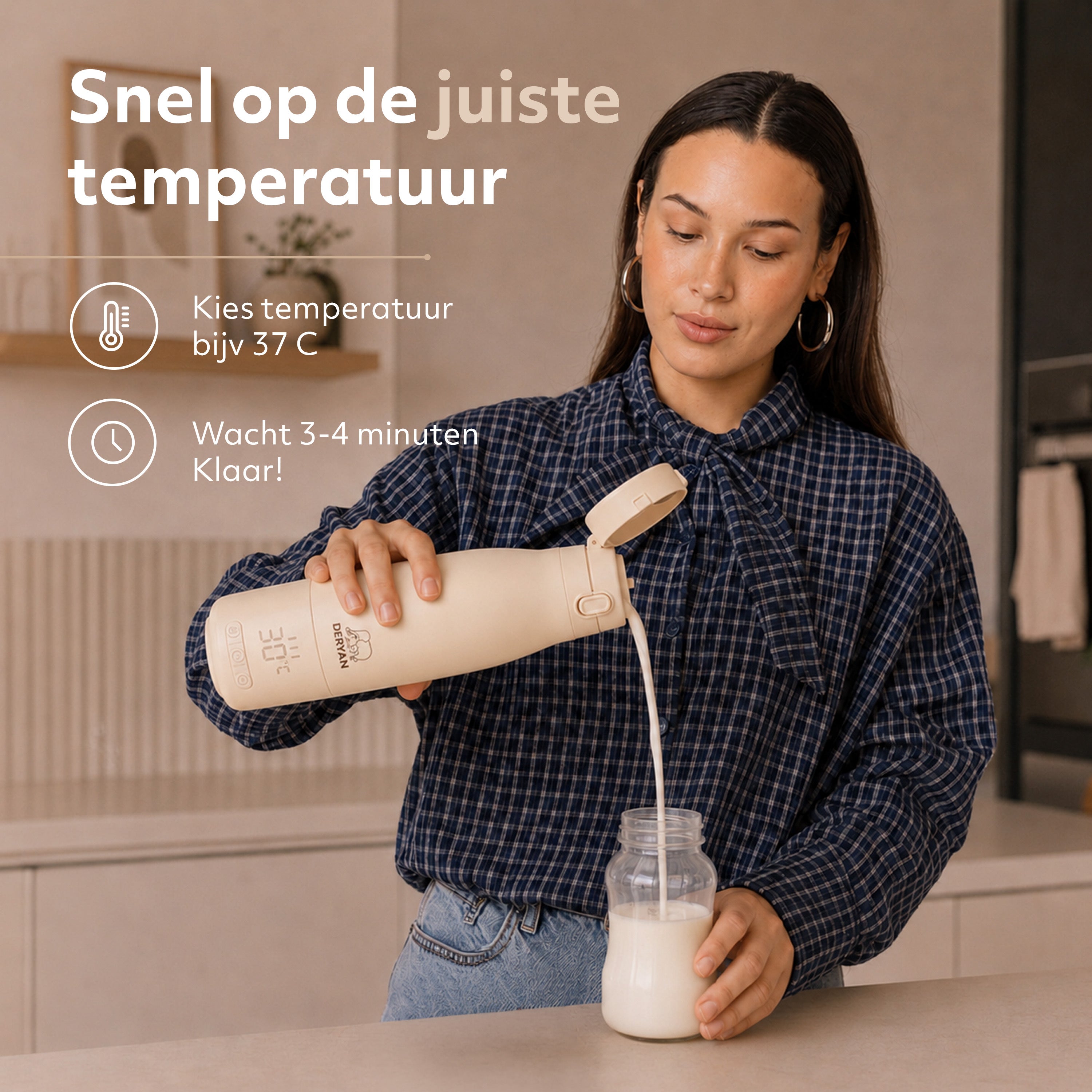 Draagbare Elektrische Flessenverwarmer - Draadloos - Créme