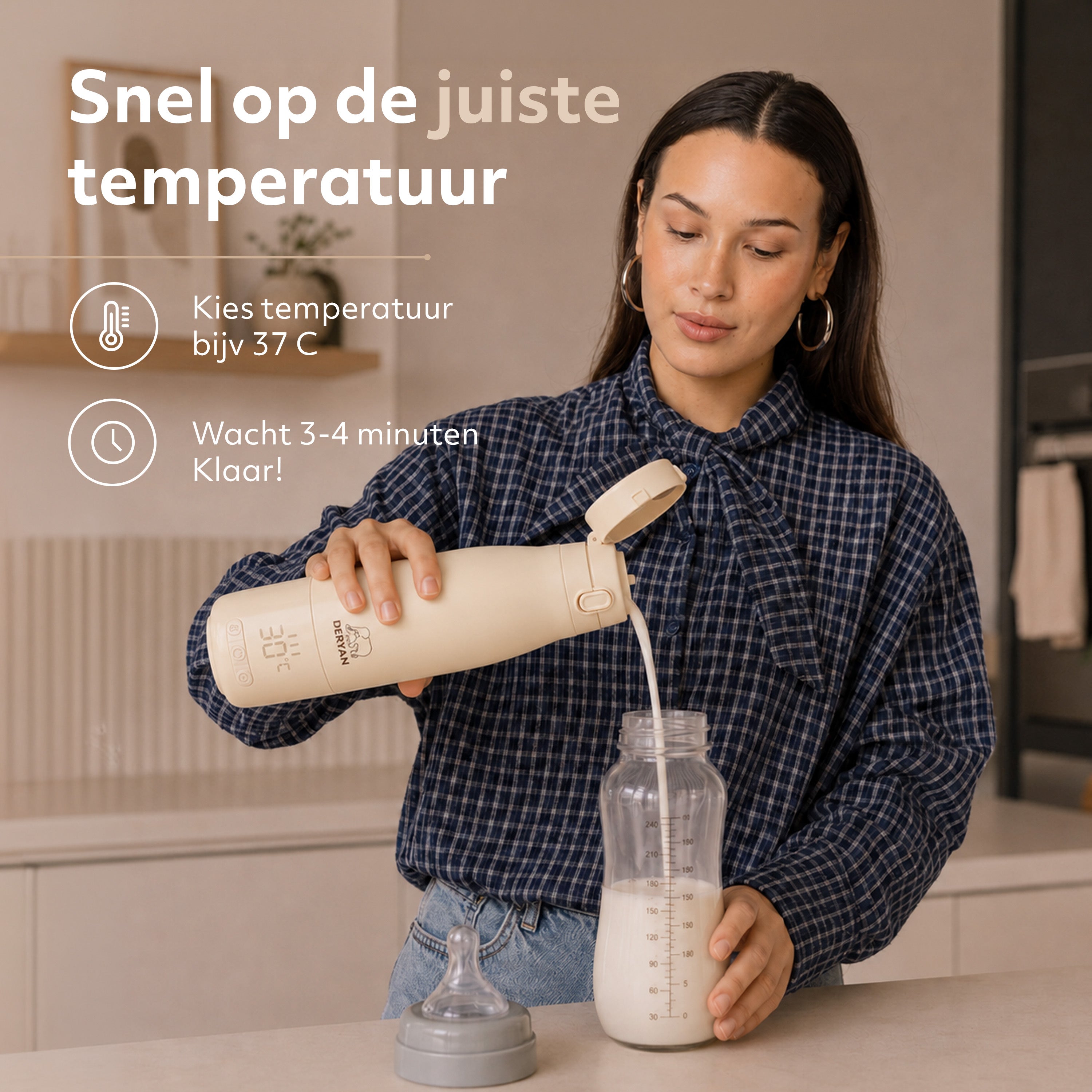 Draagbare Elektrische Flessenverwarmer - Draadloos - Créme