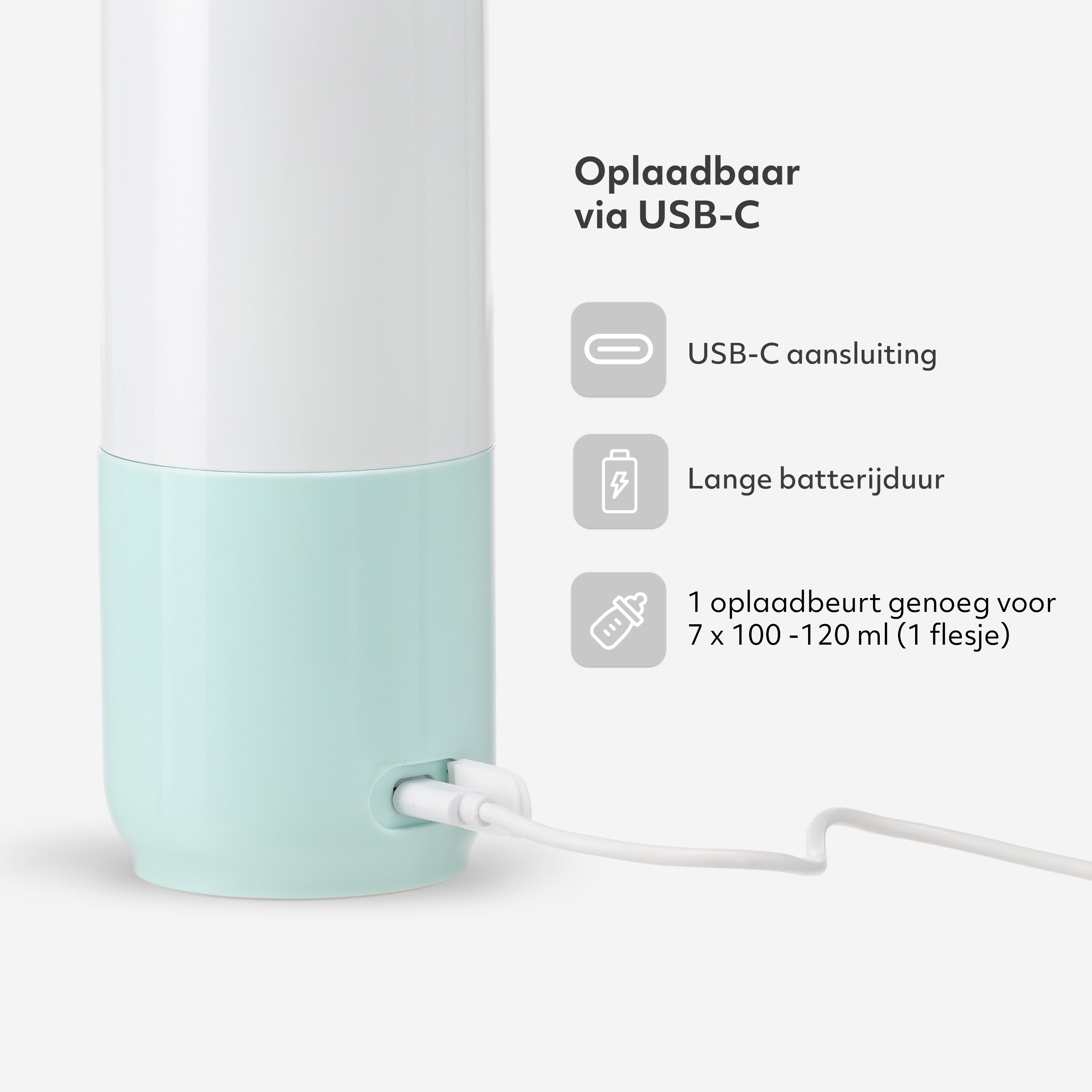 Draagbare Elektrische Flesverwarmer - Draadloos - Mint