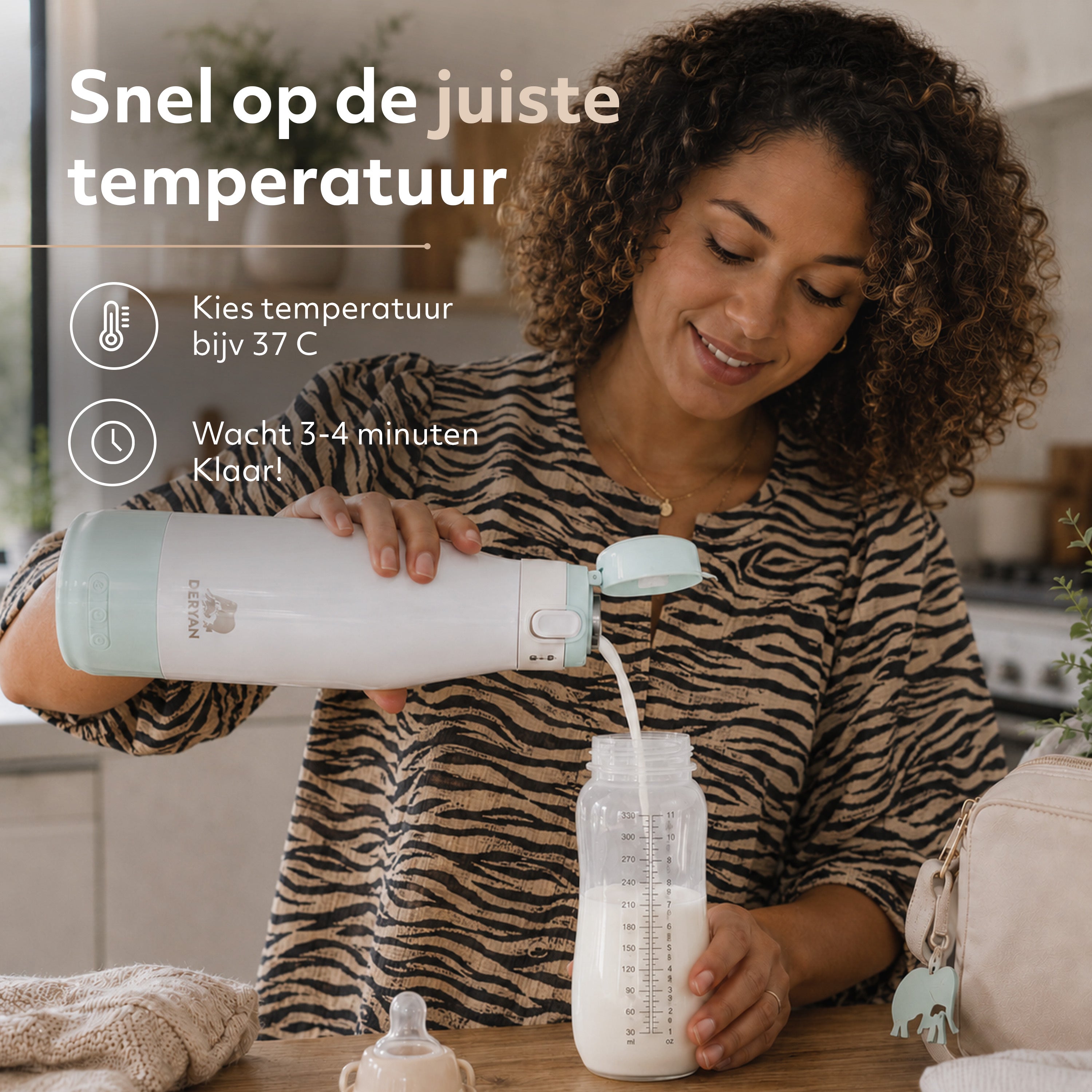 Draagbare Elektrische Flesverwarmer - Draadloos - Mint