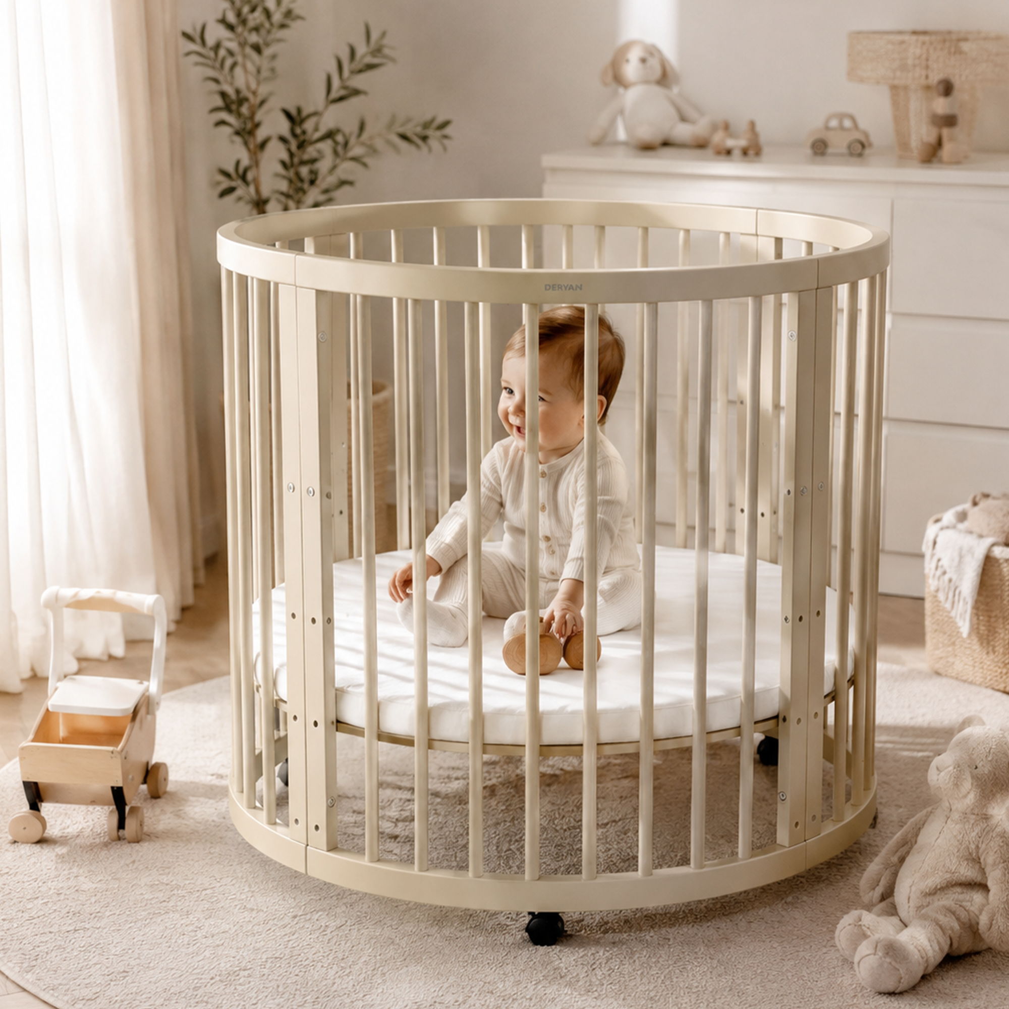 Willow Houten Ronde Box inclusief matras - Sand