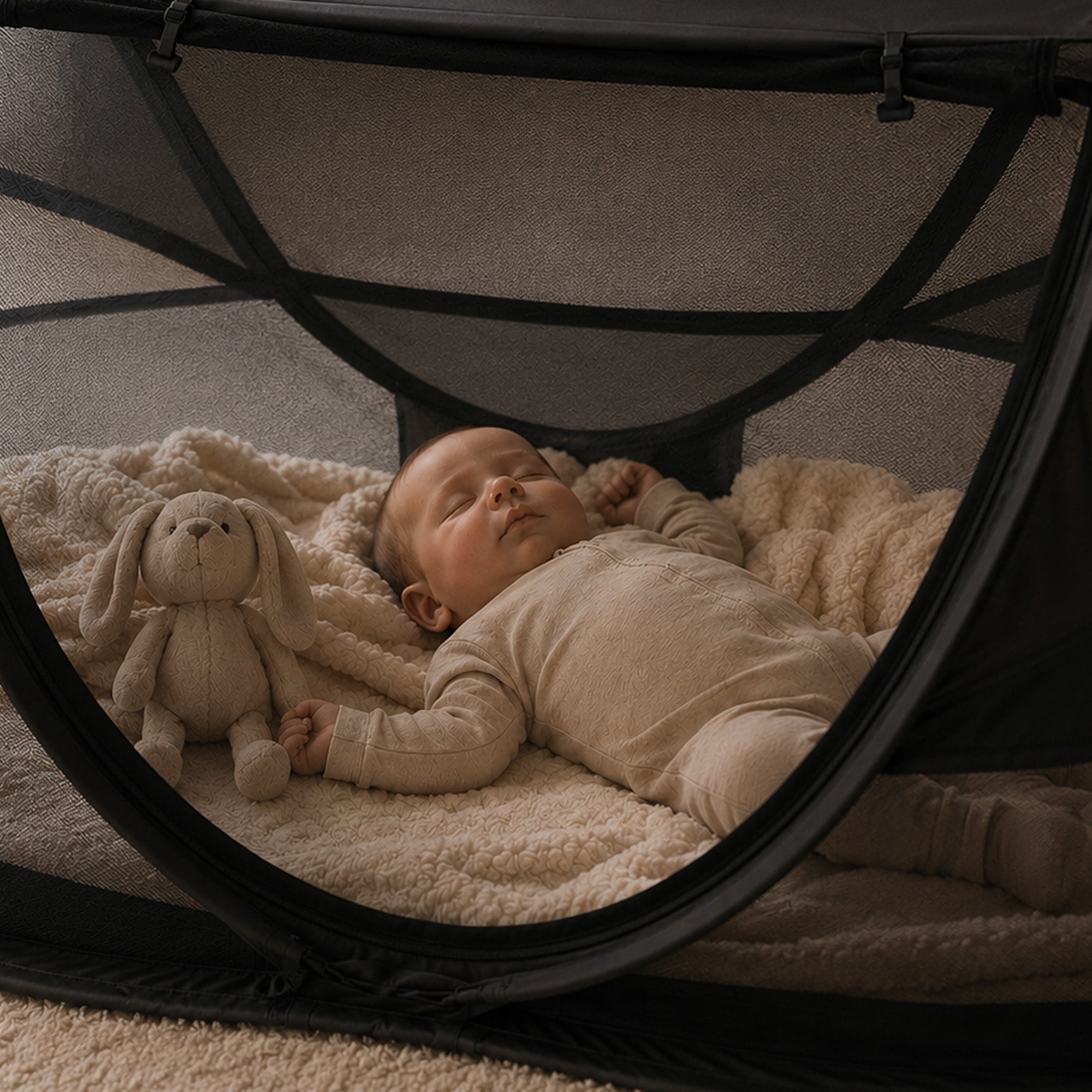 DERYAN Baby Luxe Campingbedje – Inclusief zelfopblaasbare matras - Zwart