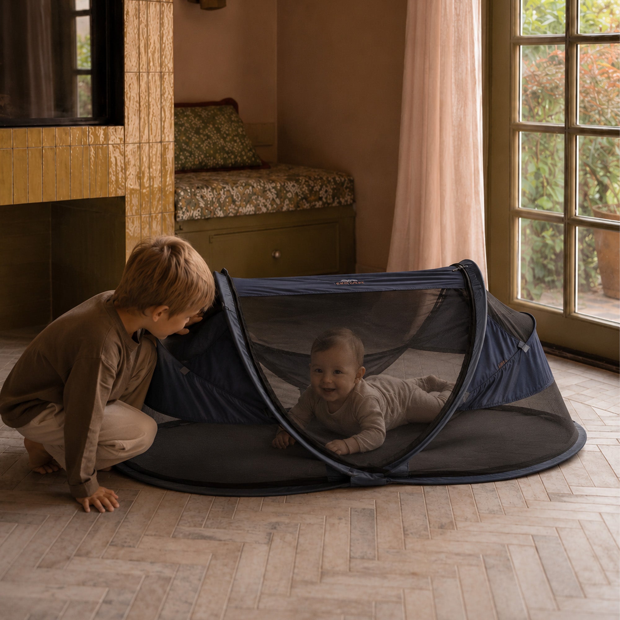 DERYAN Baby Luxe Campingbedje – Inclusief zelfopblaasbare matras - Navy