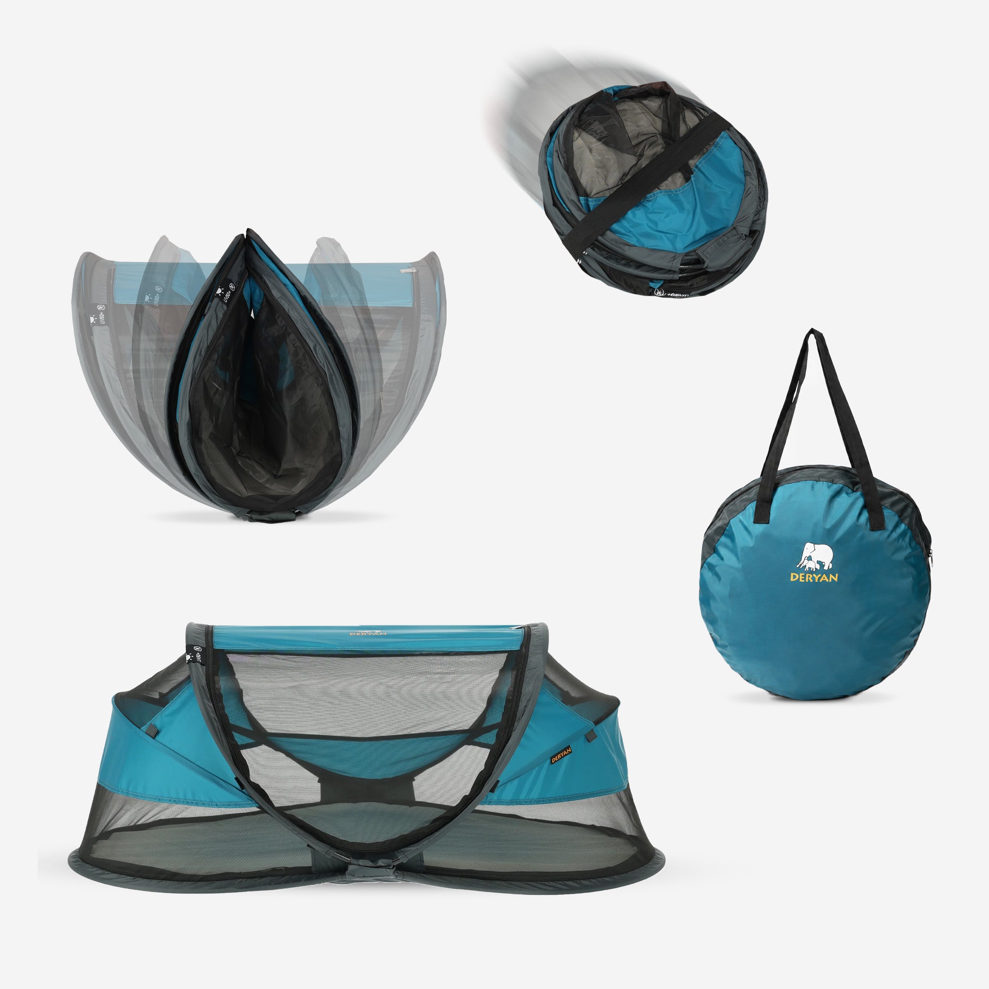 DERYAN Baby Luxe Campingbedje – Inclusief zelfopblaasbare matras - Ocean
