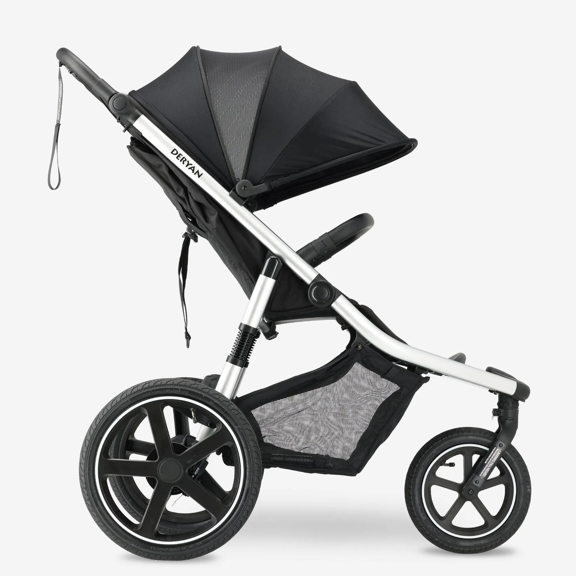 Deryan Luxe Bolt hardloop kinderwagen - Jogging buggy - Runner - Inclusief muggennet en pomp - Zwart - Aluminum Frame