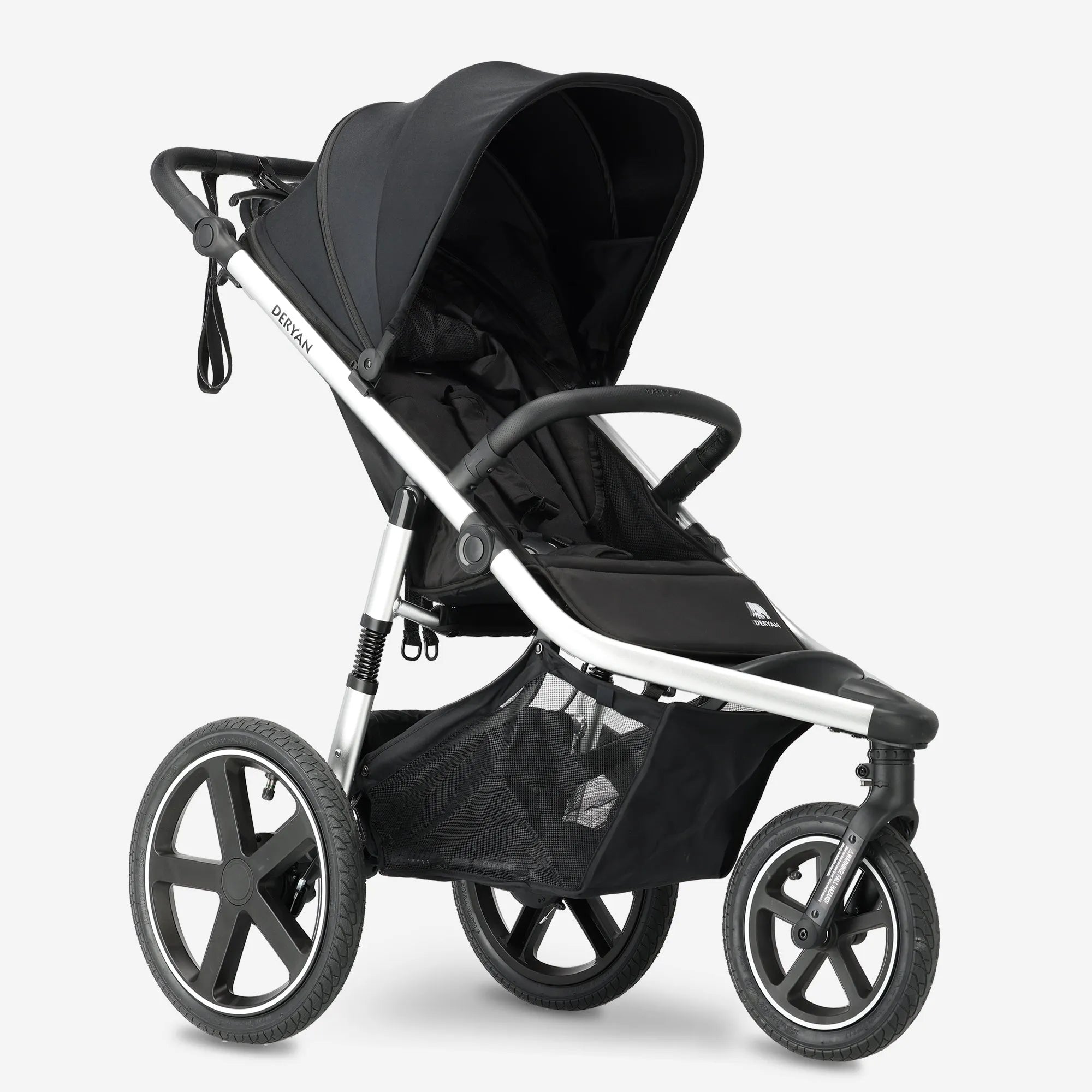 Deryan Luxe Bolt hardloop kinderwagen - Jogging buggy - Runner - Inclusief muggennet en pomp - Zwart - Aluminum Frame