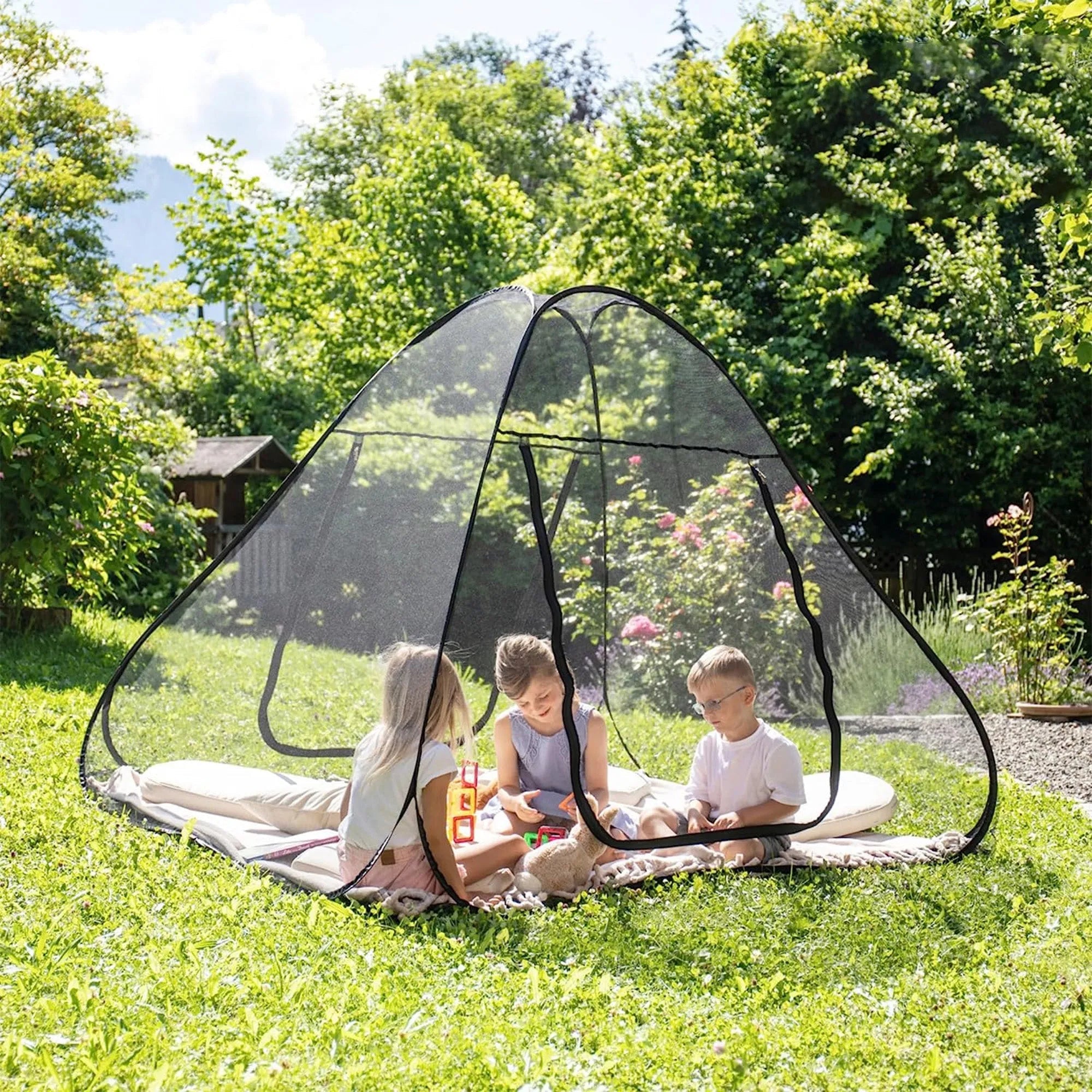 DERYAN Bedtent Pop Up klamboe Zwart- 200x180cm