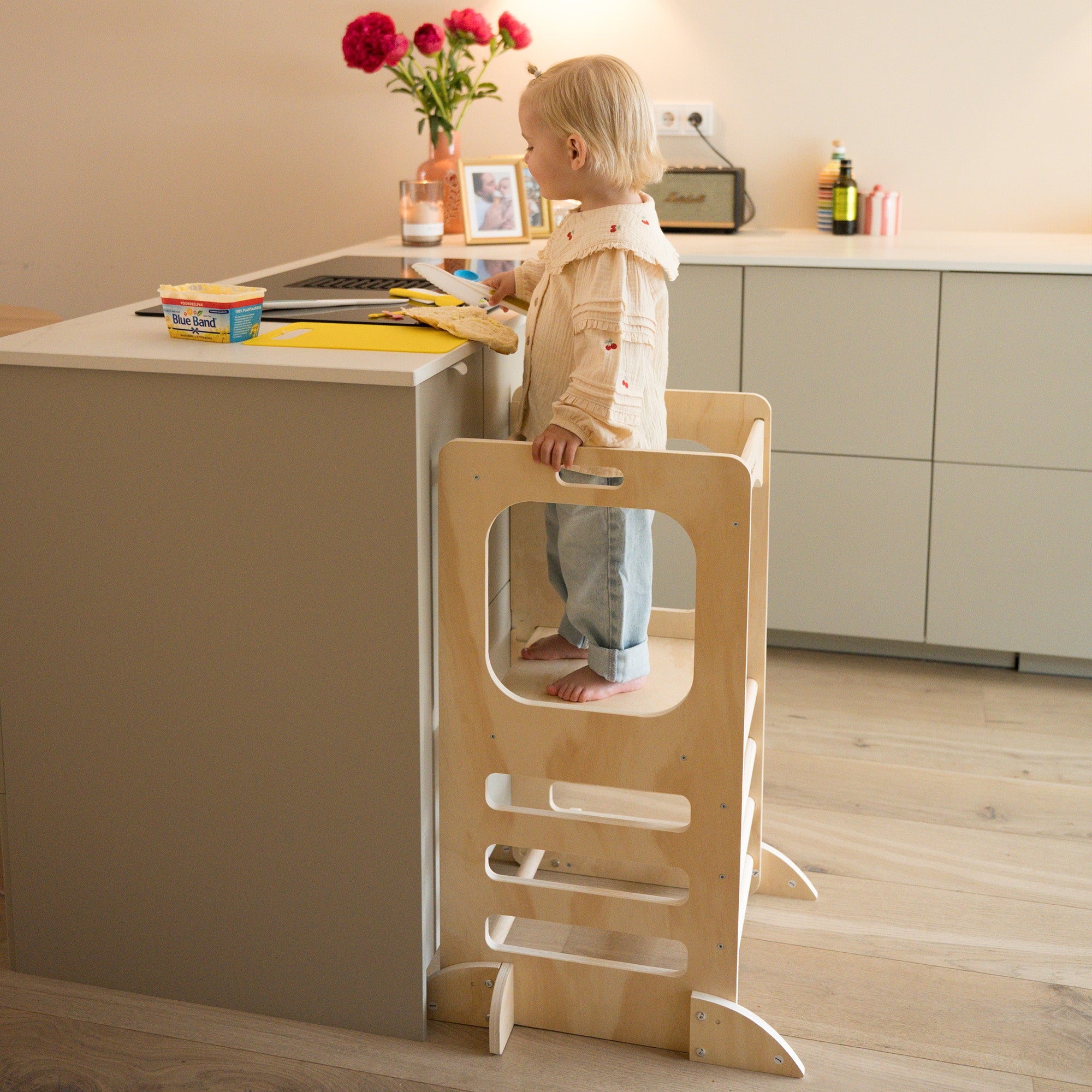 Luxe 4-in-1 Leertoren - Klimtoren met Glijbaan en Krijtbord
