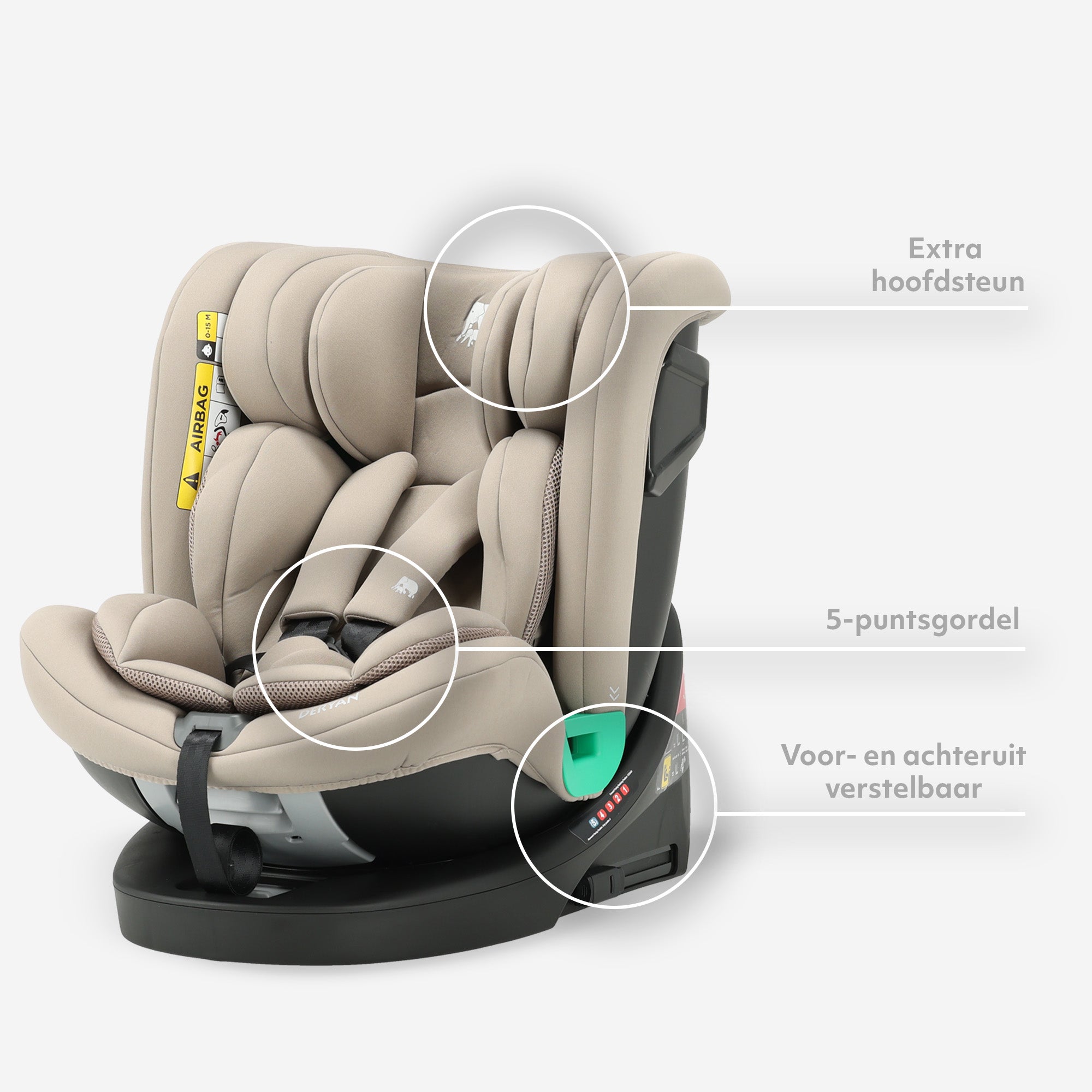 Colin Luxe I-size Autostoel - Groep 0-1-2-3 - Isofix - Draaibaar 360° - Nougat