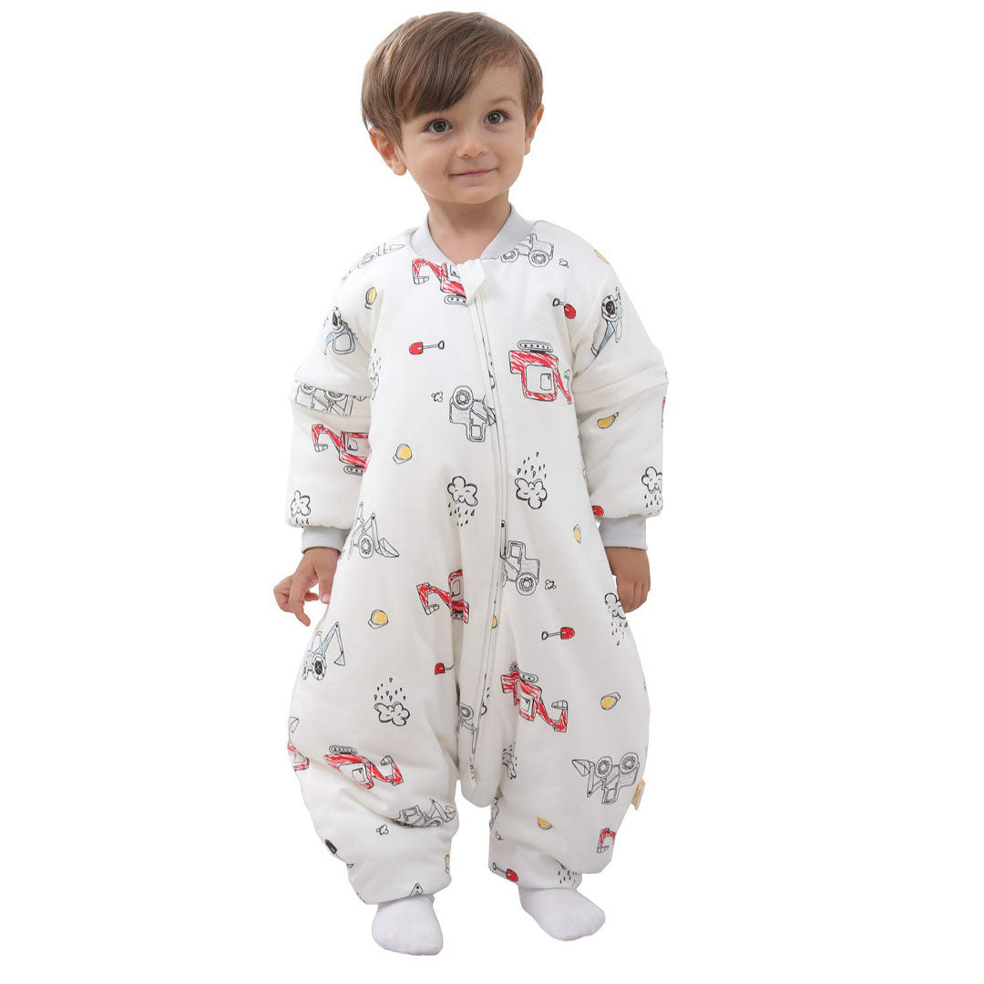 <tc>Mooiys</tc> Baby Winter Sleeping Bag with Detachable Sleeve - White - Vehicles