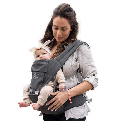 Deryan Pack Luxe Ergonomic Carrier Baby Carrier + Storage Pockets Gray