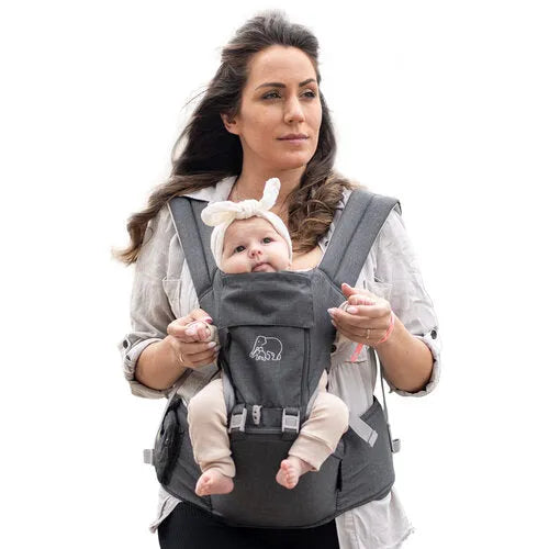 Deryan Pack Luxe Ergonomische draagzak Babydrager + Opbergvakjes Grijs