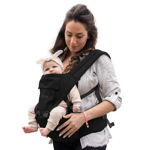 Deryan Pack Luxe Ergonomische draagzak Babydrager + Opbergvakjes Zwart