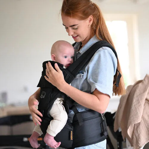 Deryan Pack Luxe Ergonomische draagzak Babydrager + Opbergvakjes Zwart