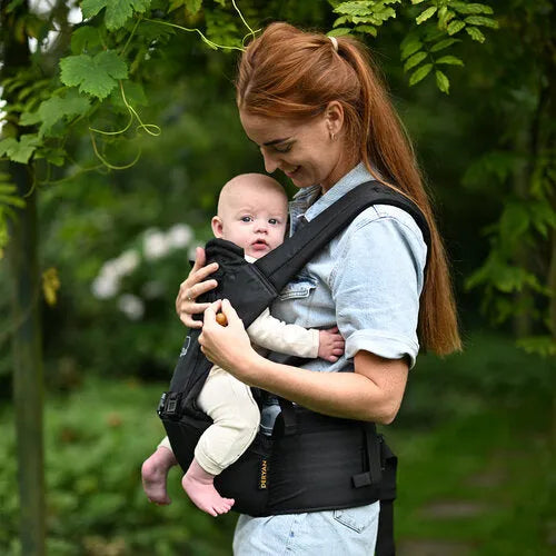 Deryan Pack Luxe Ergonomische draagzak Babydrager + Opbergvakjes Zwart