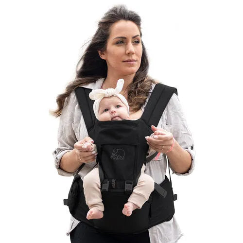 Deryan Pack Luxe Ergonomische draagzak Babydrager + Opbergvakjes Zwart