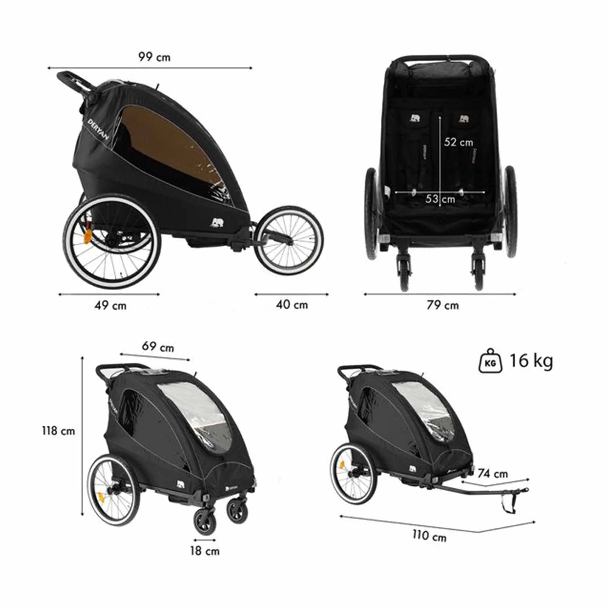 Bicycle trailer - Stroller - Running stroller