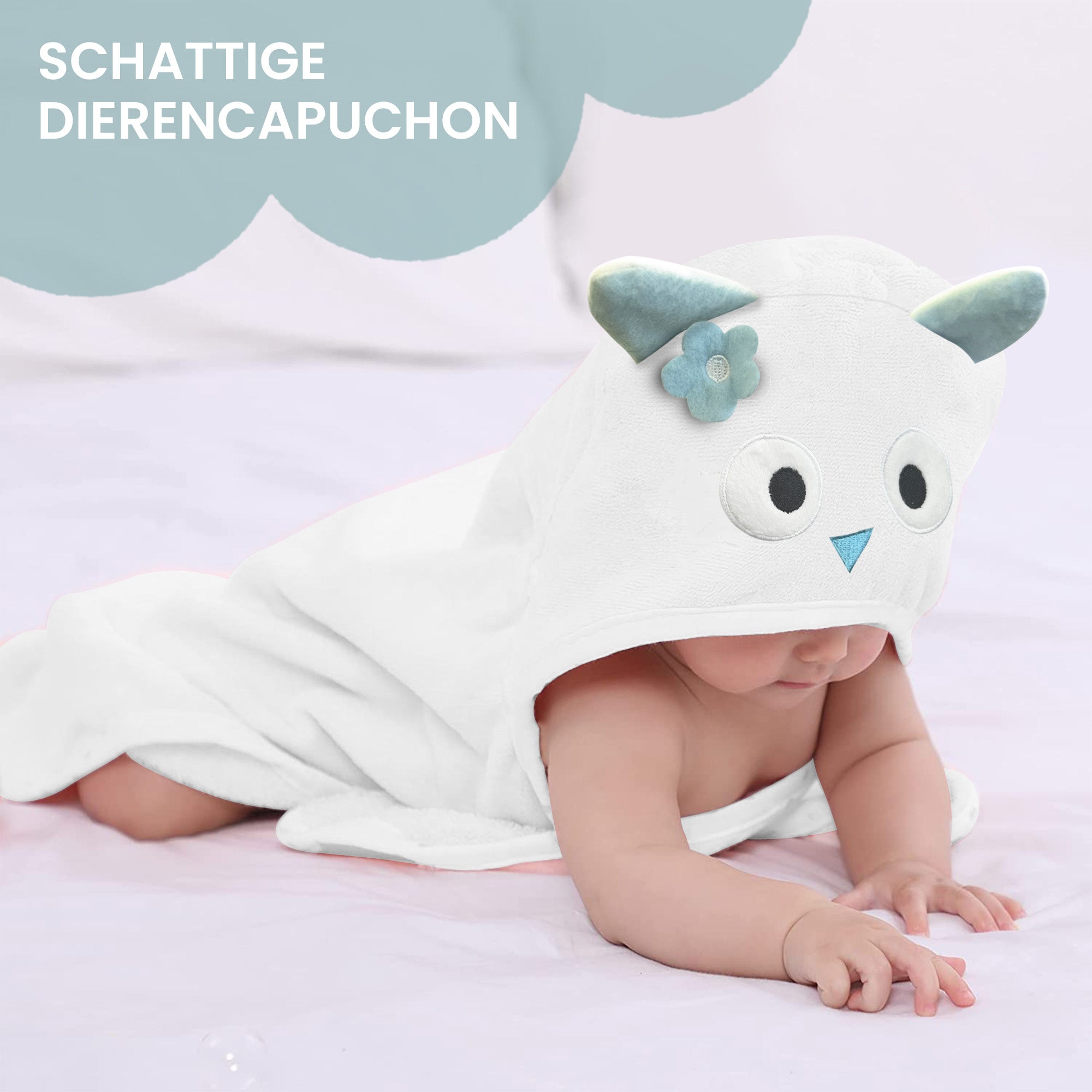 Mooiys Multifunctionele Baby Fleece deken met capuchon – Wikkeldeken – Deken 75x100 cm – Uil