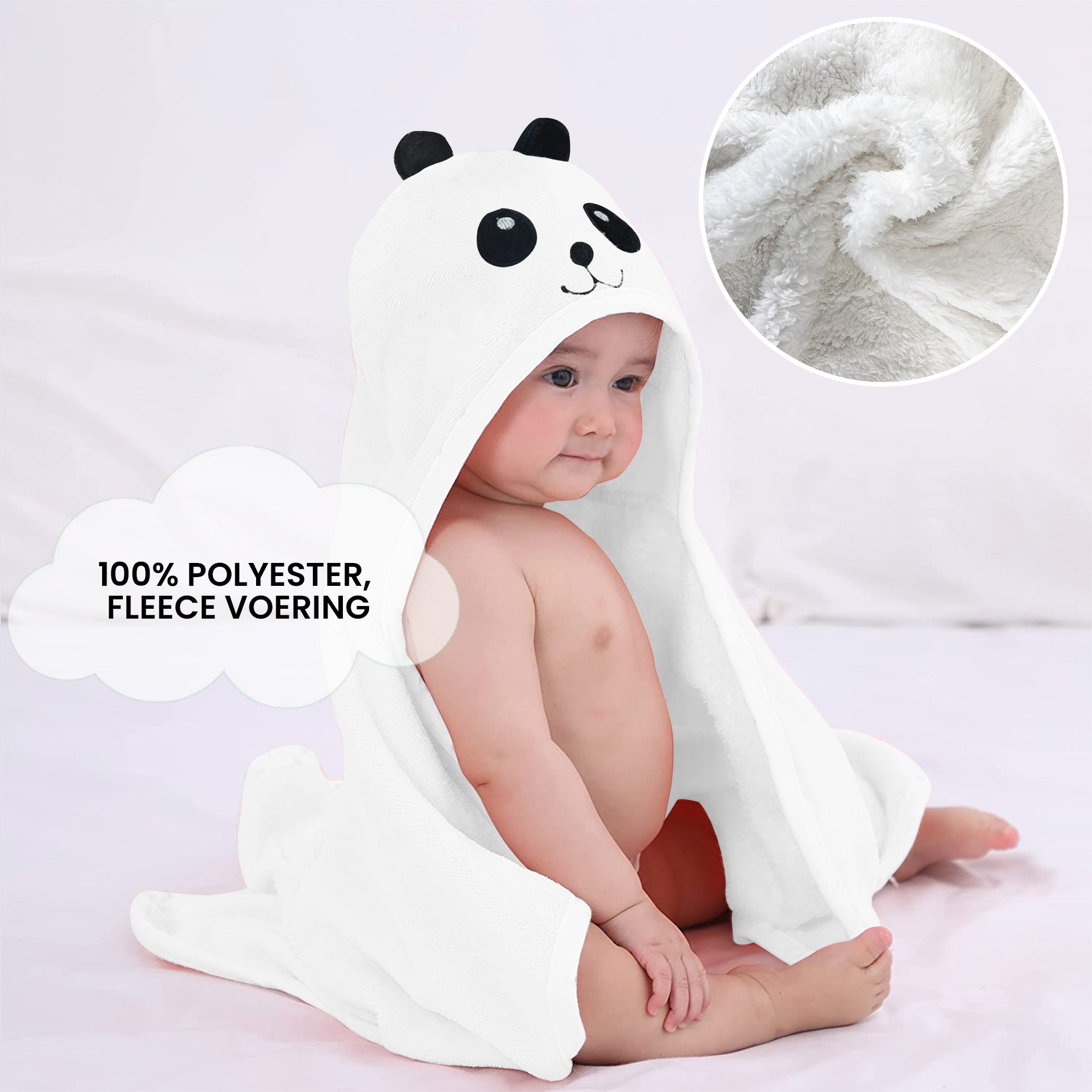 <tc>Mooiys</tc> Multifunctional Baby Fleece Blanket with Hood – Swaddle Blanket – Blanket 75x100 cm – Panda