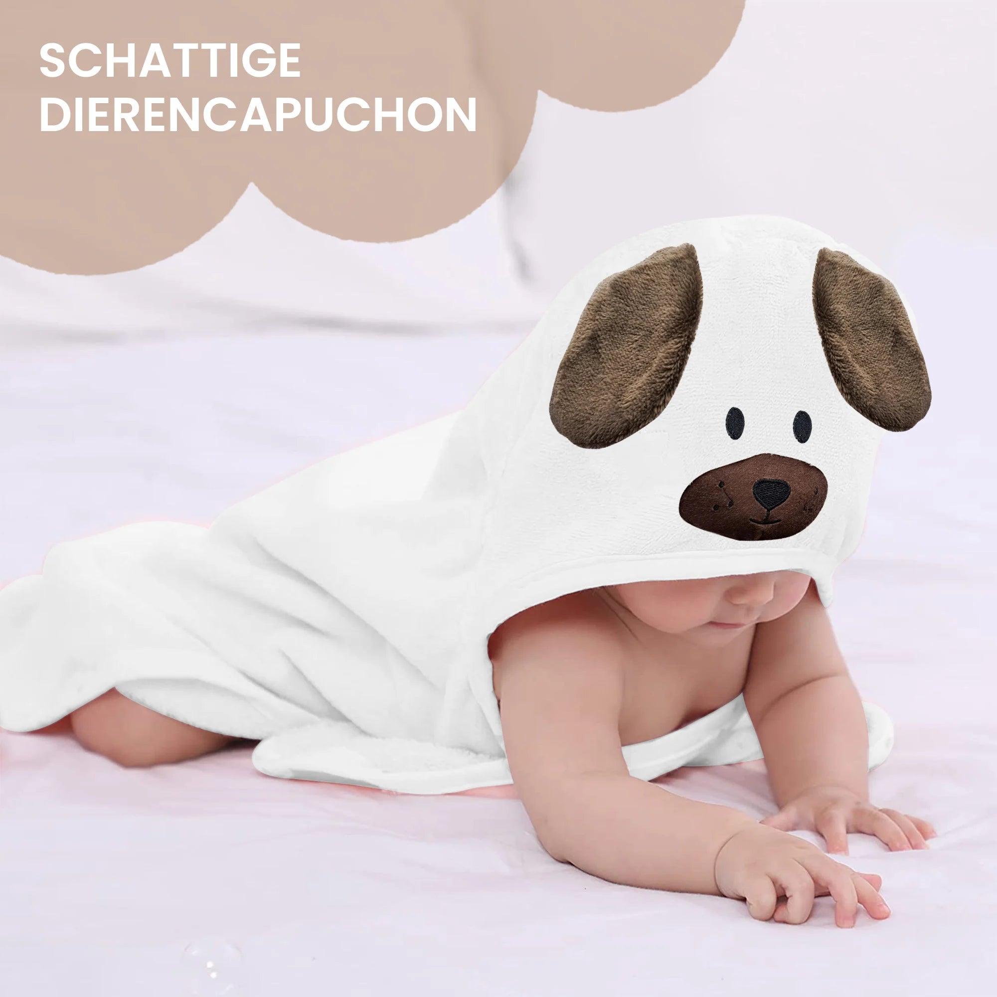 Mooiys Multifunctionele Baby Fleece deken met capuchon – Wikkeldeken – Deken 75x100 cm – Konijn - Bruin